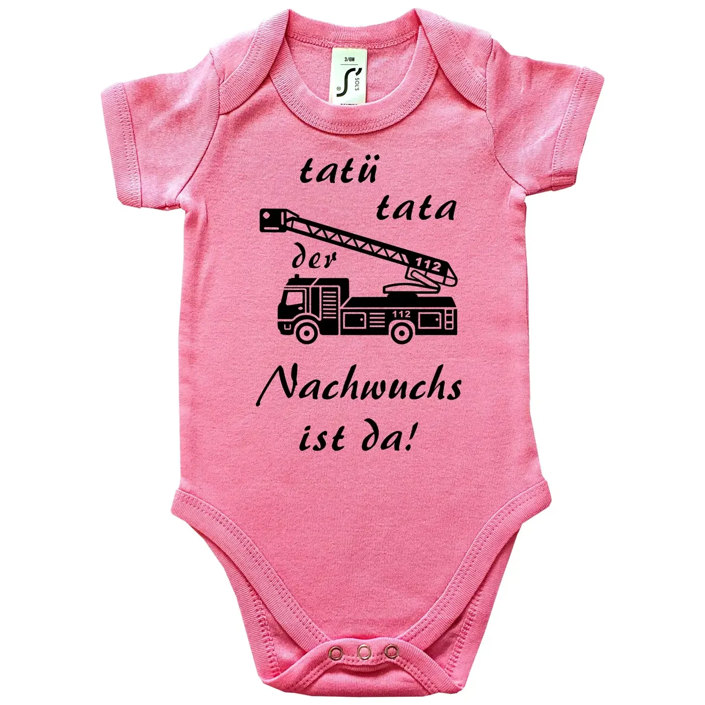 Babybody mit Feuerwehrauto