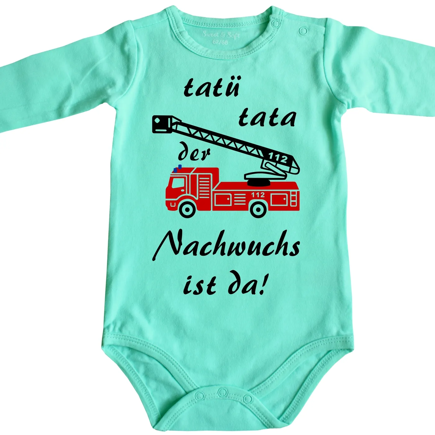 Baby‑Body mit Feuerwehrauto für Feuerwehrmann oder Feuerwehrfrau Nachwuchs
