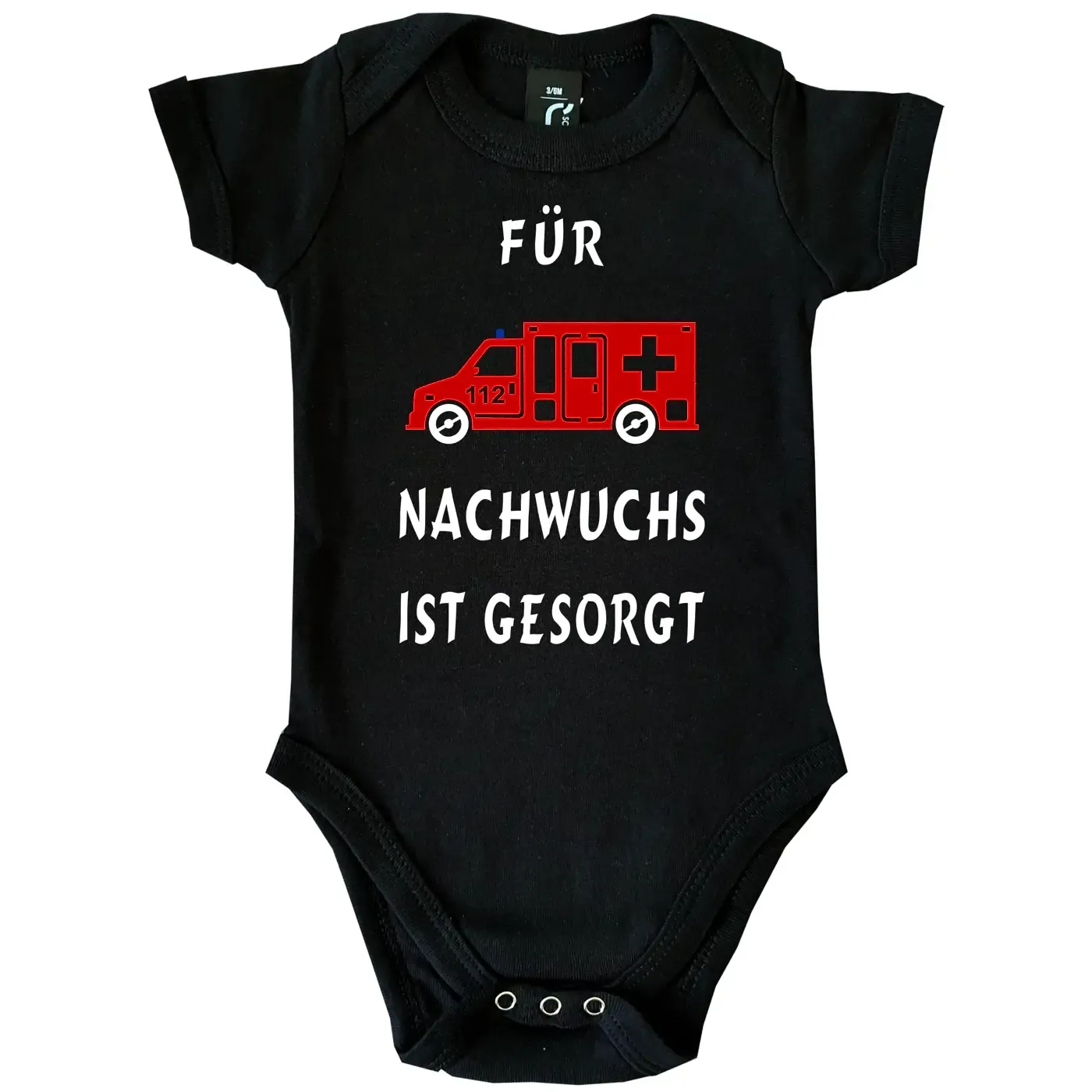 Babybody mit Rettungseinsatzfahrzeug für den Notarzt