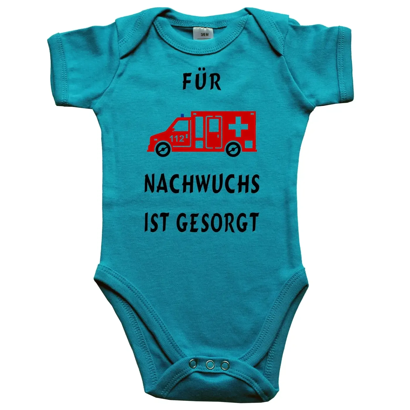 Babybody für den Arzt-Nachwuchs mit Rettungseinsatzfahrzeug