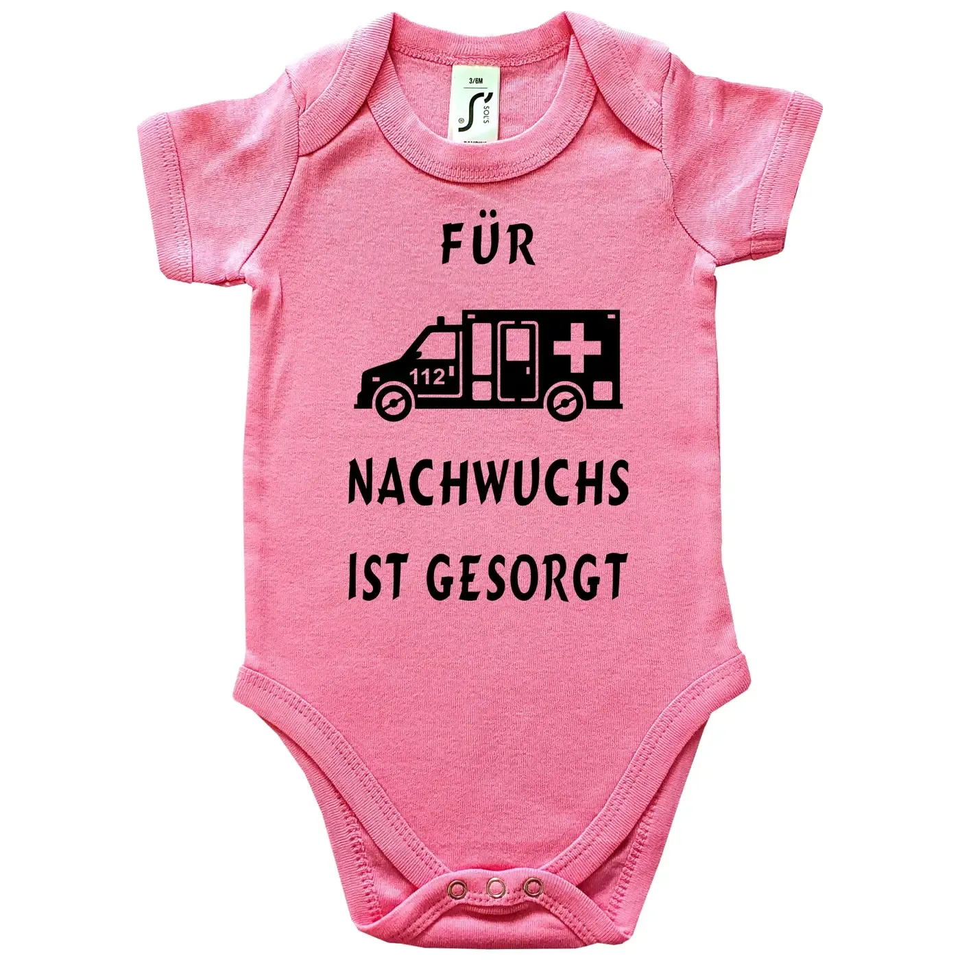 Babybody mit Notarztwagen für den Notarzt