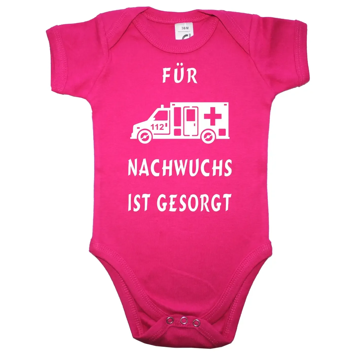 Babybody mit Rettungswagen für den Notarzt