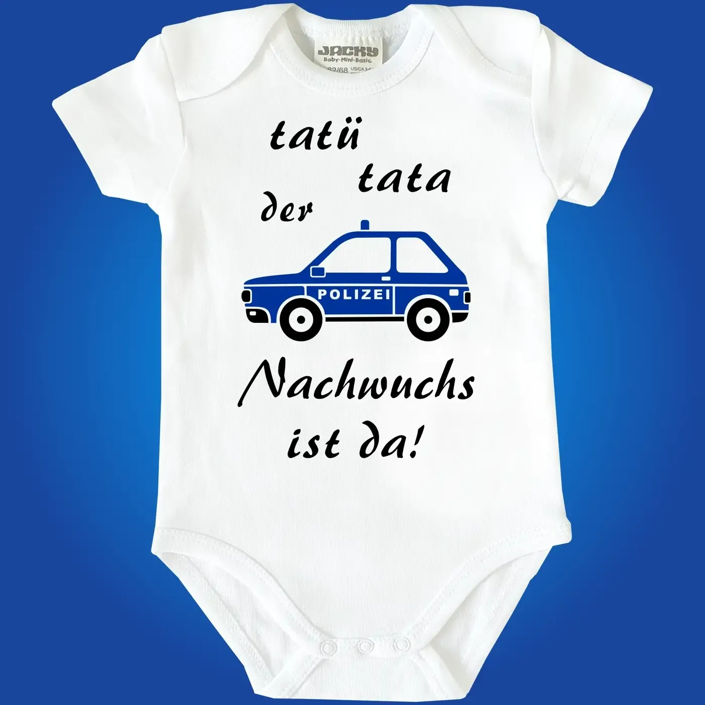 Babybody mit Polizeiauto für Polizei-Nachwuchs