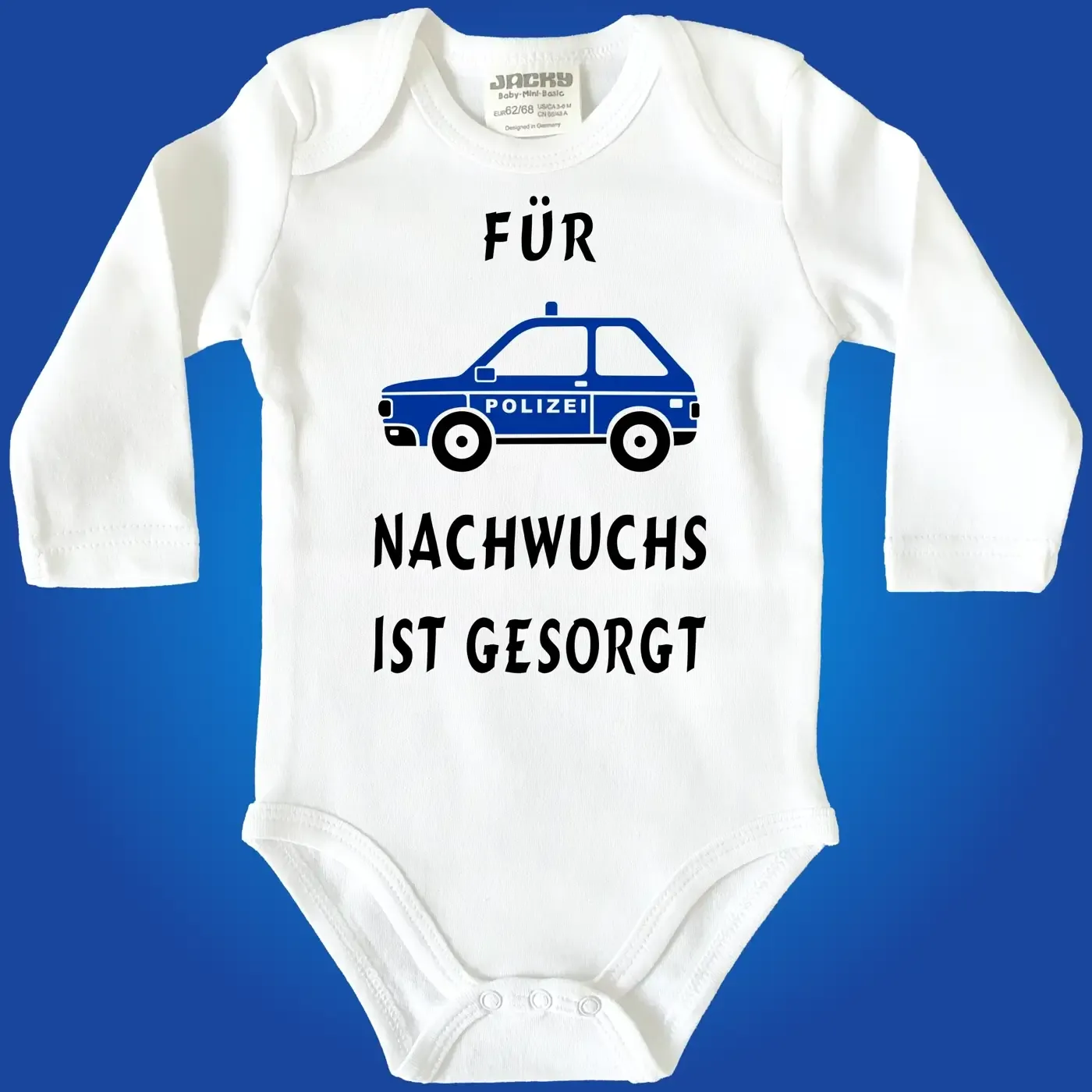 Babybody mit Polizeiauto für Polizei-Nachwuchs