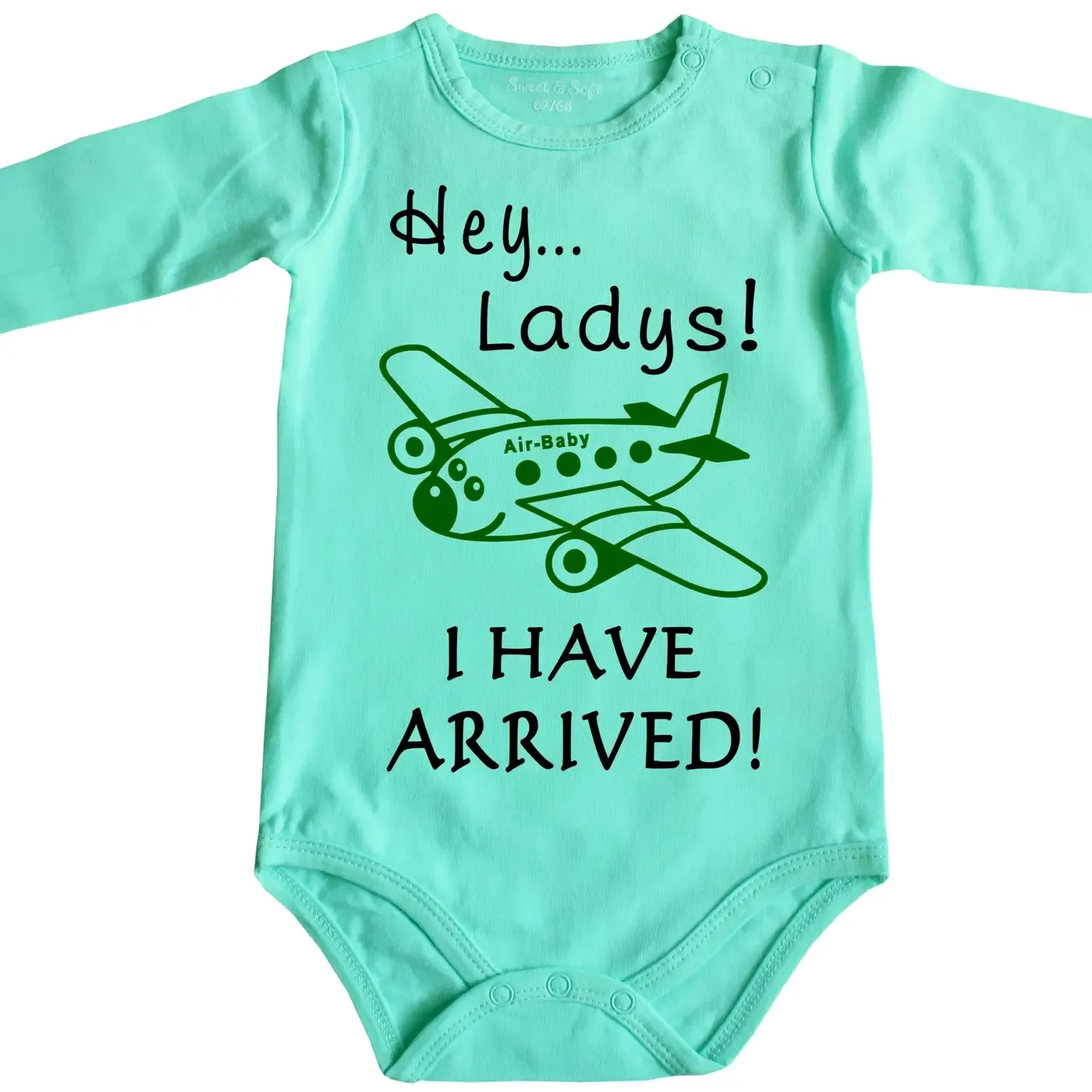 Baby-Body Flugbegleiterin mit Flugzeug
