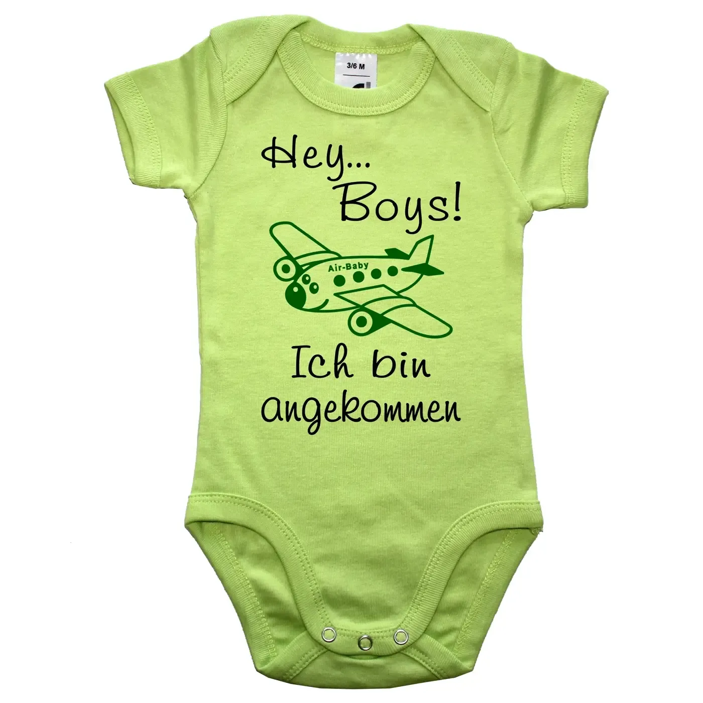 Baby‑Body „Hey Boys“ mit Flugzeug Design