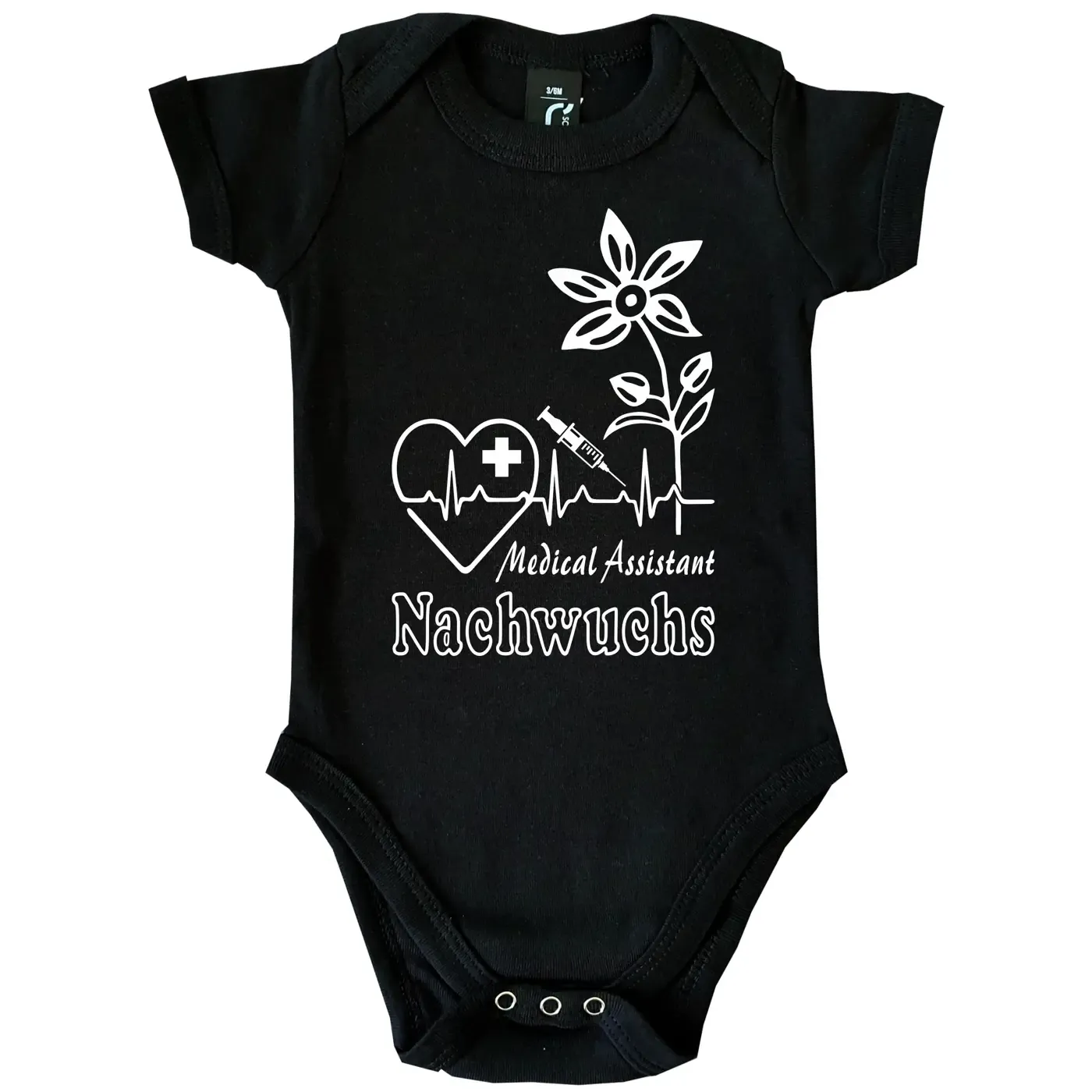 Baby-Body im Medicine‑Assistant‑Design mit medizinischen Symbolen