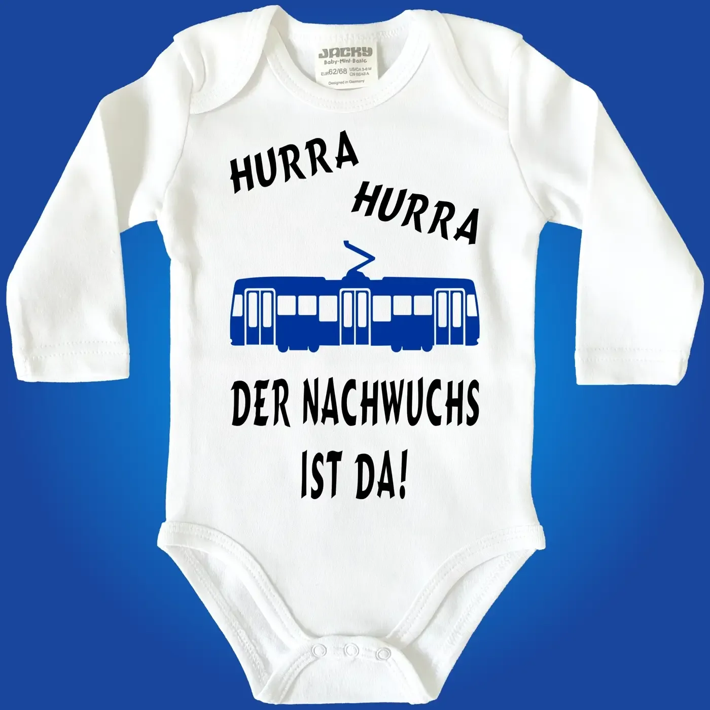 Baby-Body mit Strassenbahn Straßenbahn