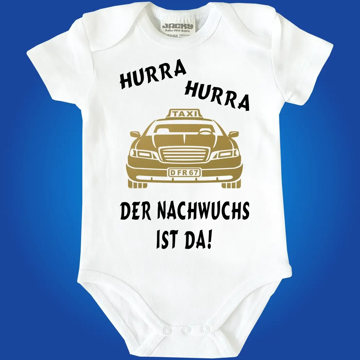 Babybody mit Taxi‑Motiv als Geschenk zur Geburt