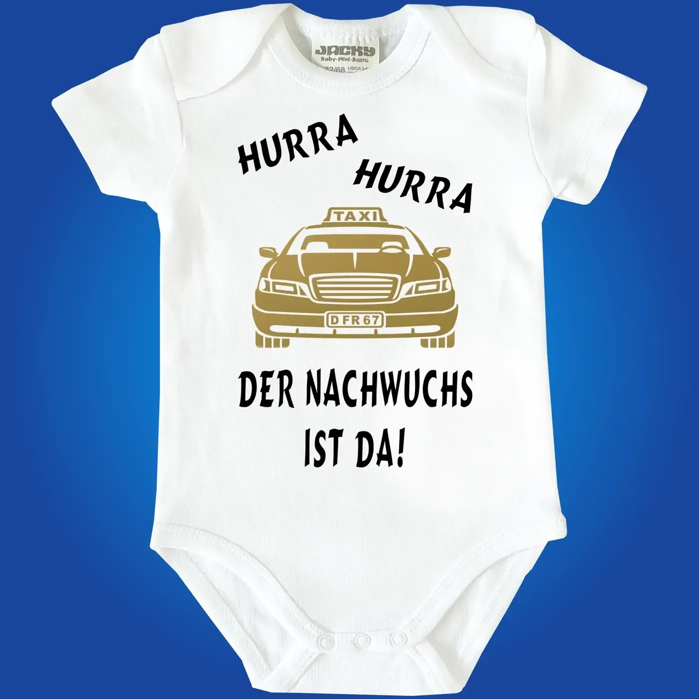 Babybody mit Taxi‑Motiv als Geschenk zur Geburt