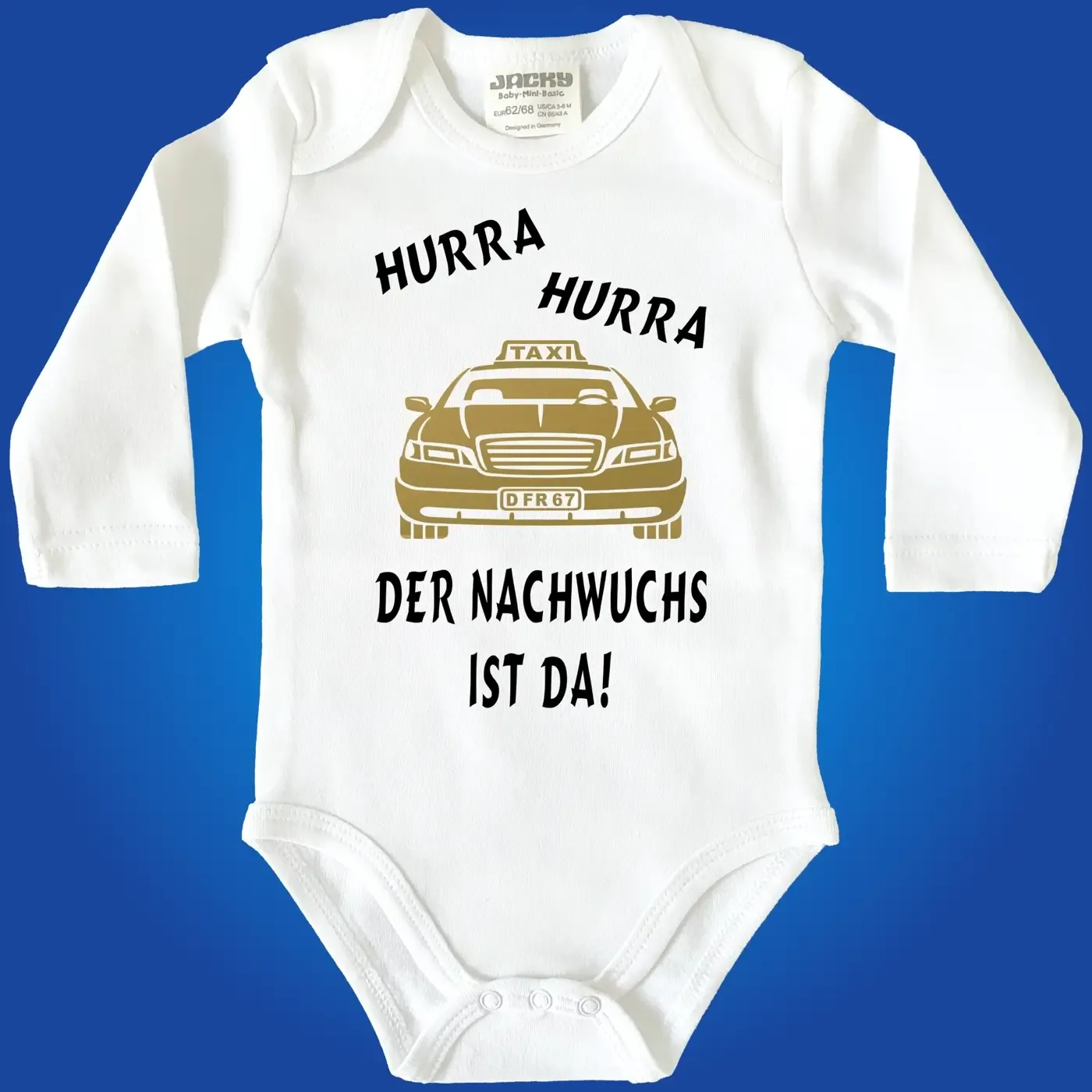 Babybody mit Taxi‑Motiv als Geschenk zur Geburt