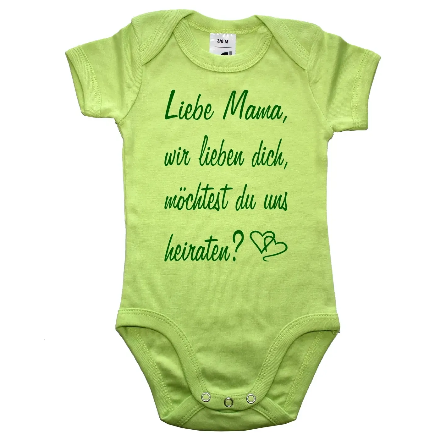 Babybody „Möchtest du uns heiraten?“ mit Herzmotiv