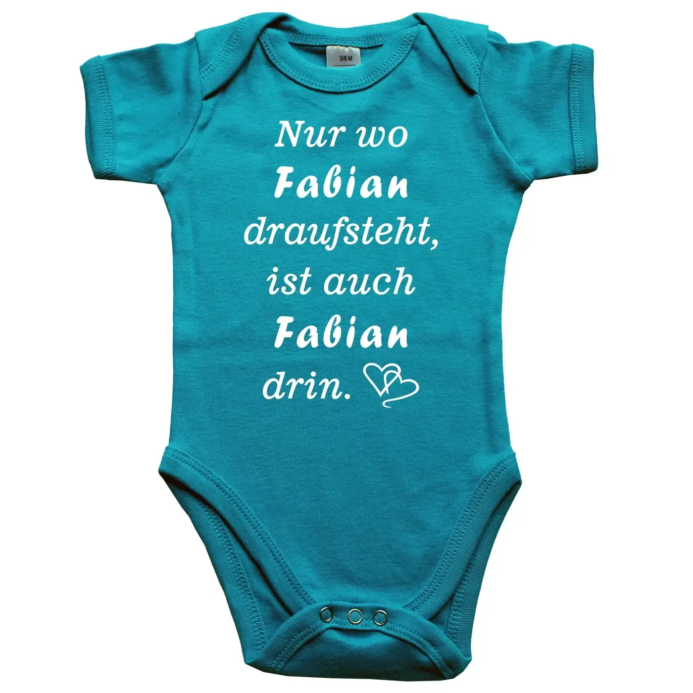 Baby‑Body mit Spruch „Nur wo [Name] draufsteht“