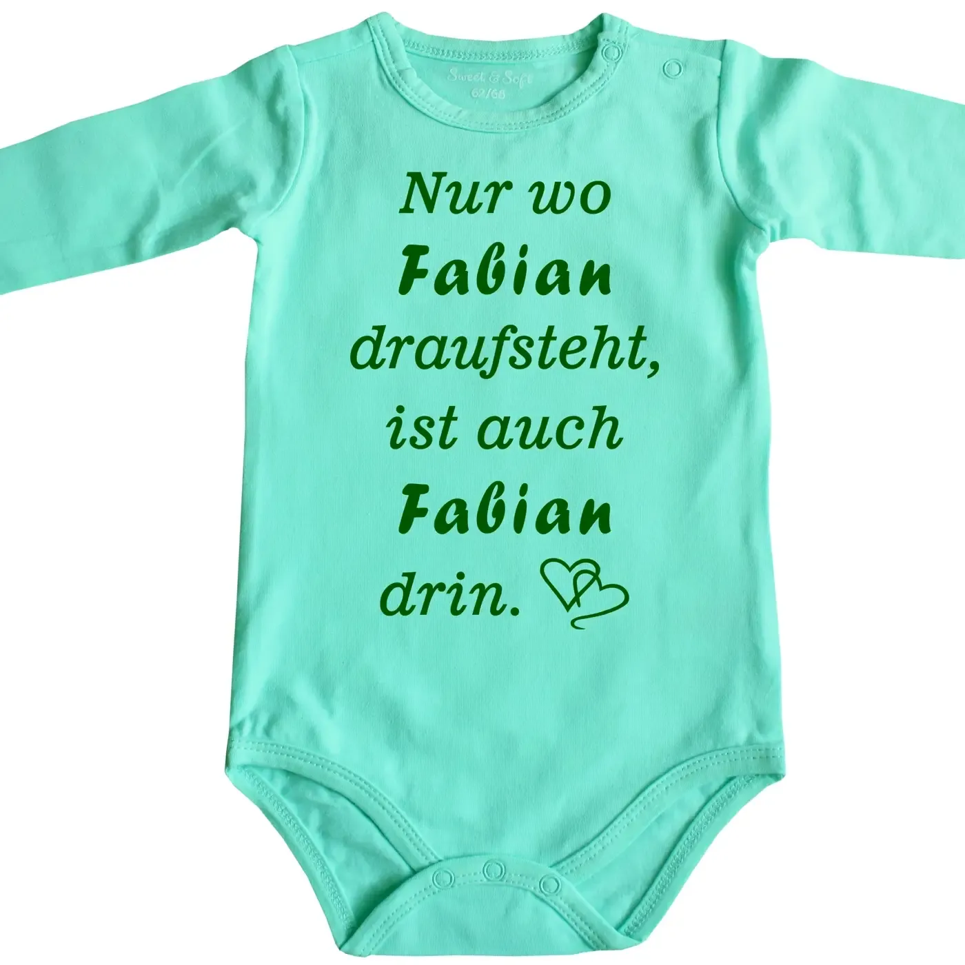 Baby‑Body mit Spruch „Nur wo [Name] draufsteht“