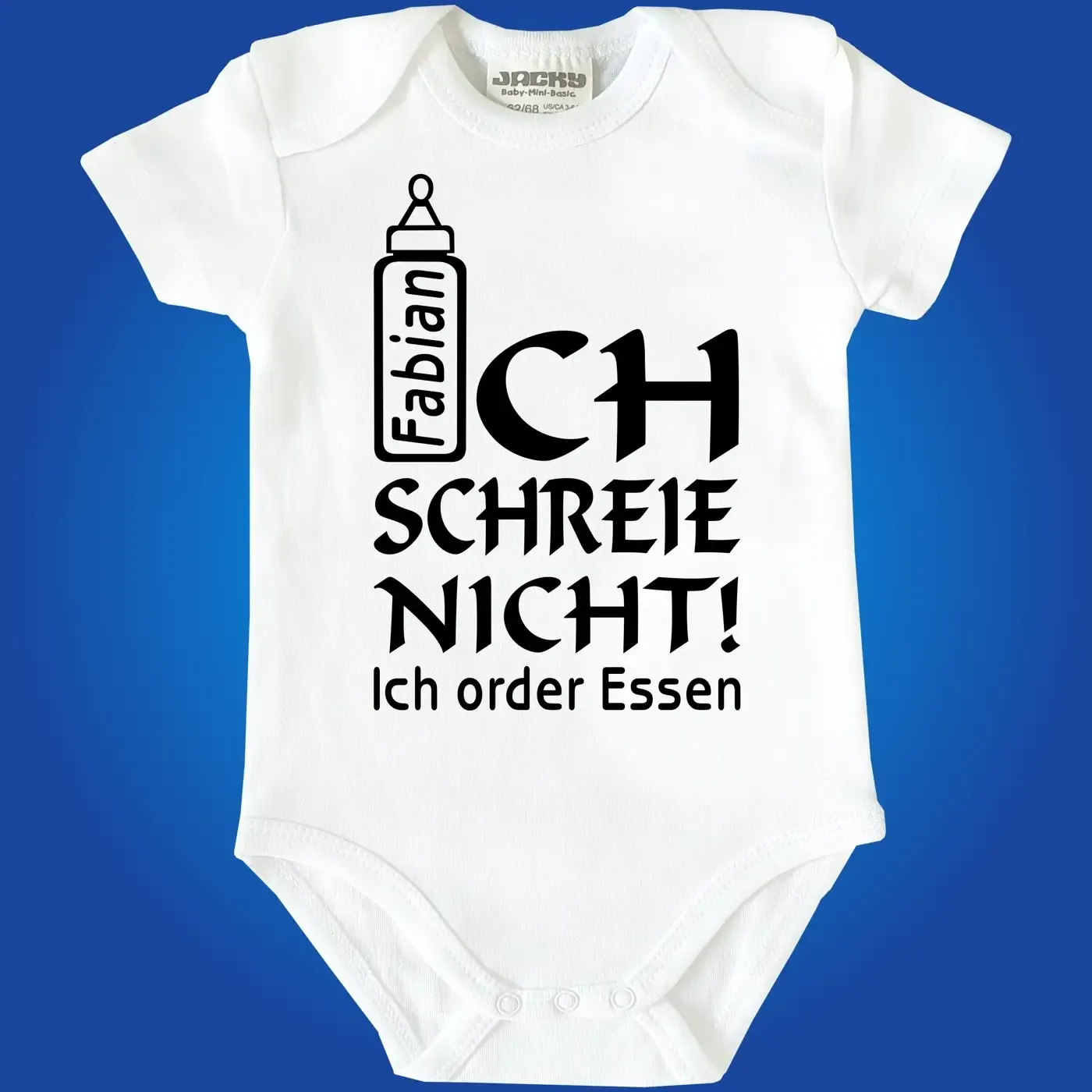 Baby‑Body mit Spruch „Ich schreie nicht, ich order Essen“