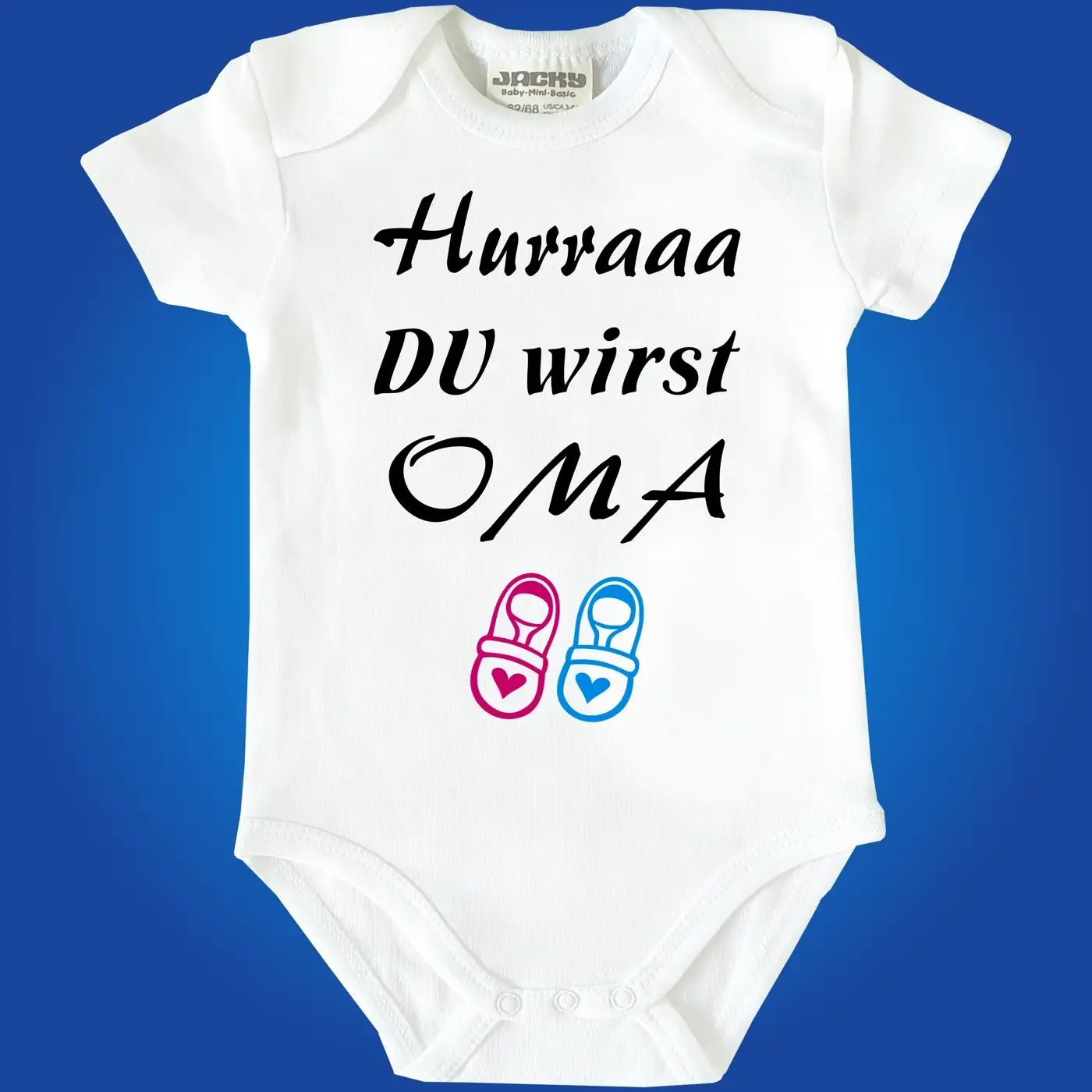 Baby‑Body mit Spruch „Hurraaa, du wirst Papa“ und Babyschühchen