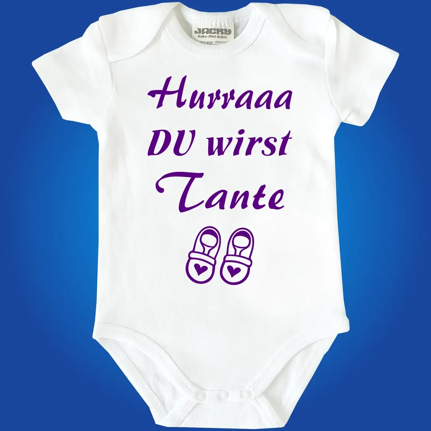Baby‑Body „Hurraaa, du wirst Tante“ mit Schuh‑Motiv