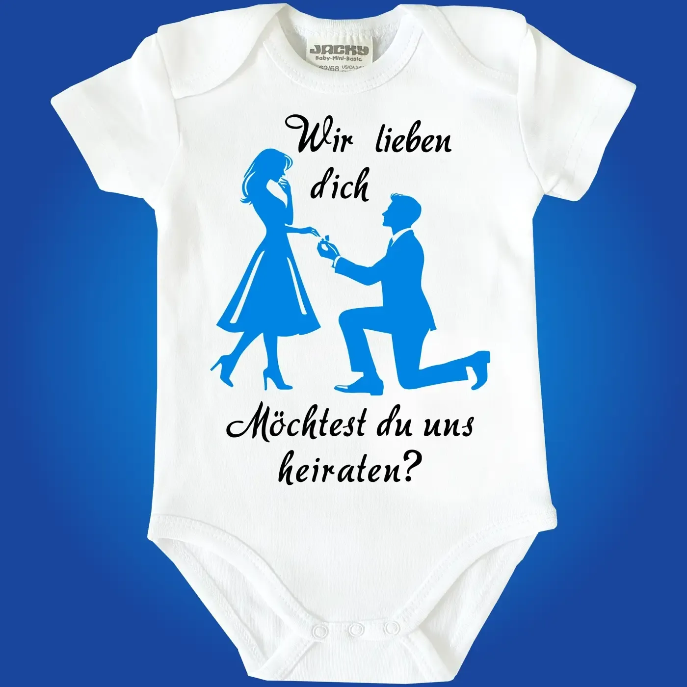 Baby bodysuit with wedding proposal print
