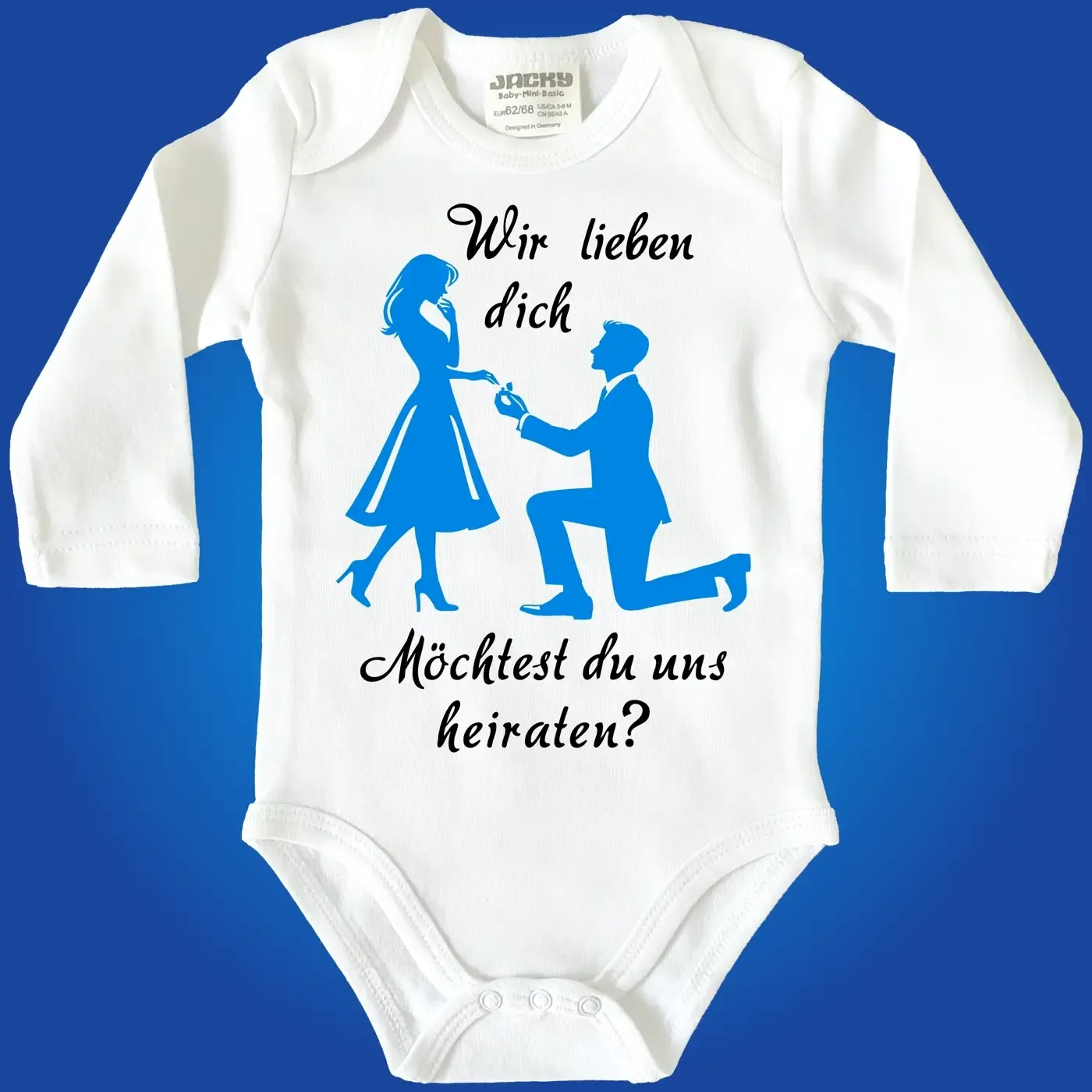 Baby bodysuit with wedding proposal print