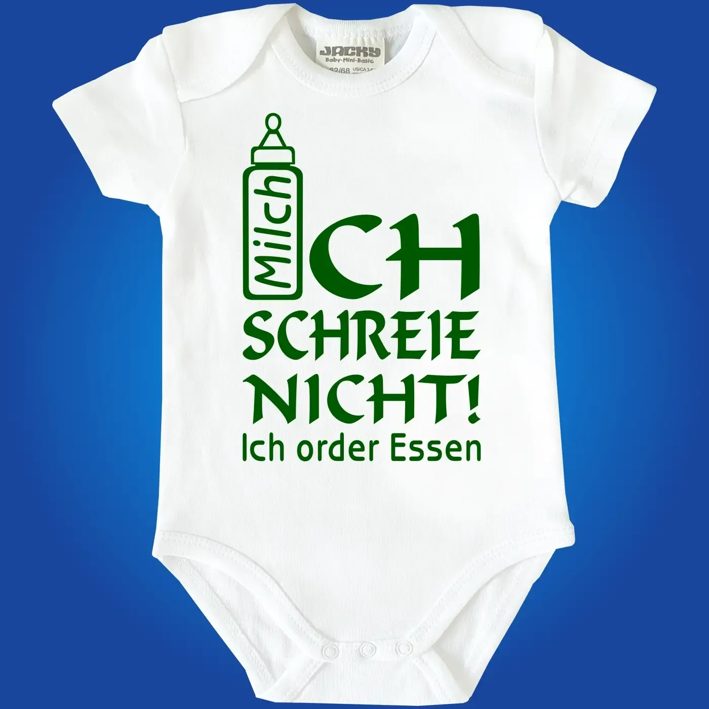 Babybody mit Flasche und personalisiertem Text