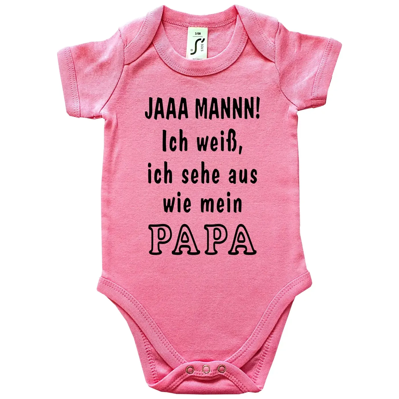 Baby‑Body mit Spruch „JAAA MANNN, ich sehe aus wie mein Papa“