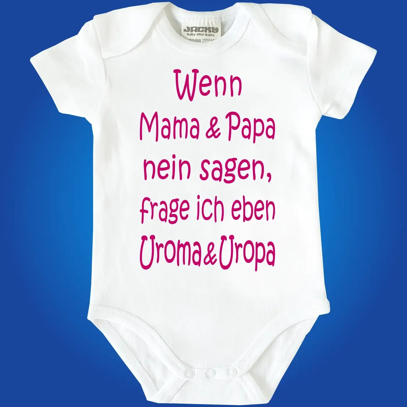 Baby‑Body mit wählbarer Familienperson und lustigem Text