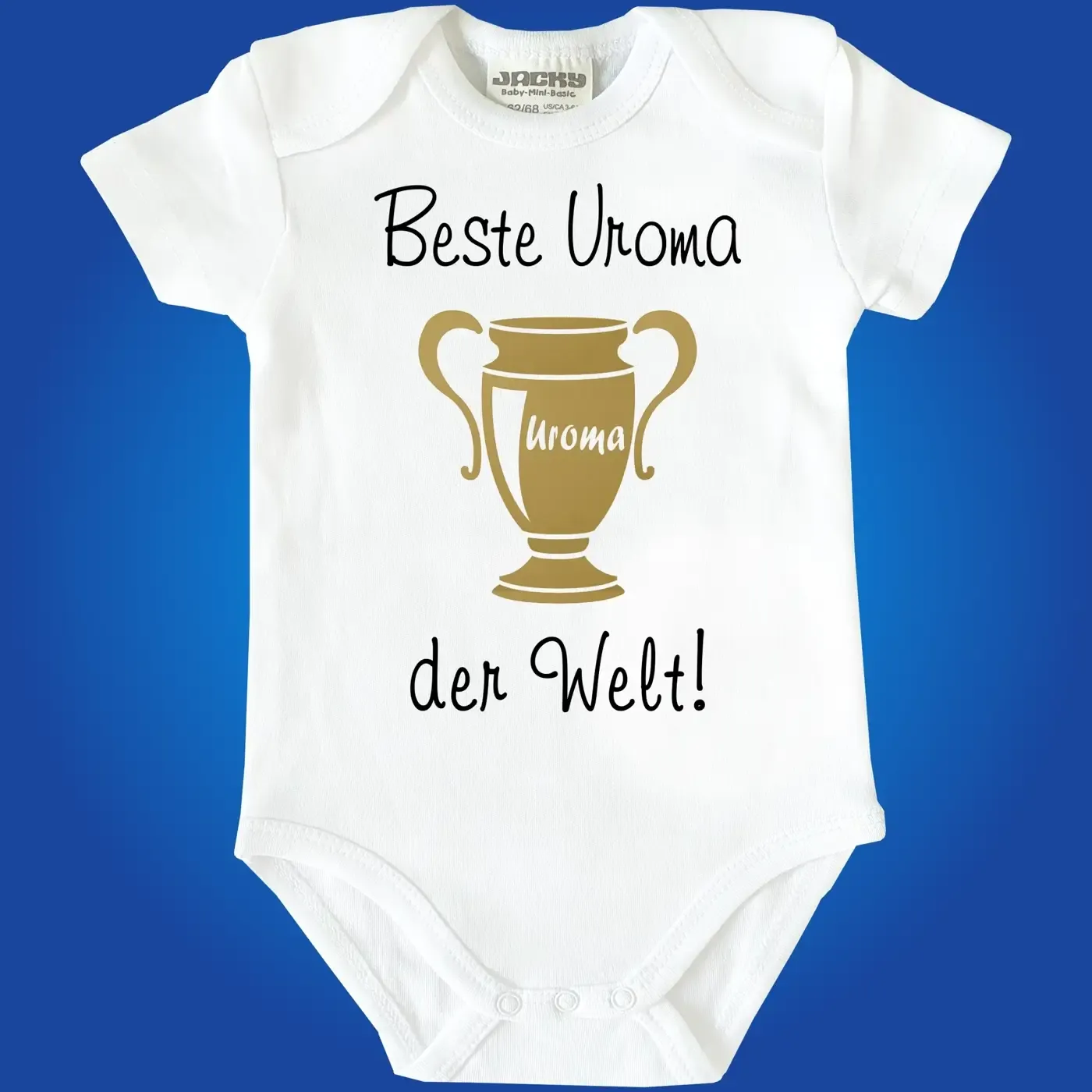 Baby‑Body mit Pokal und personalisierbarem Titel
