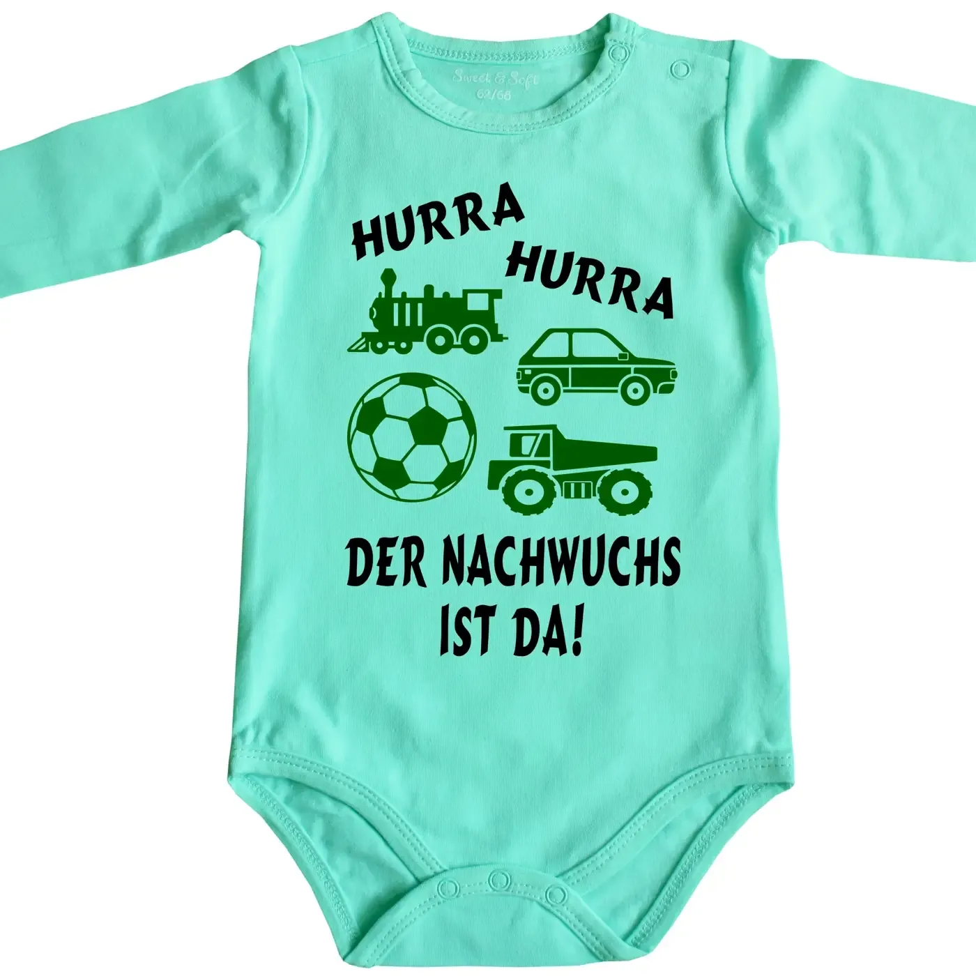 Baby-Body für Erzieherin mit Lokomotive, Auto, Ball und Kipper