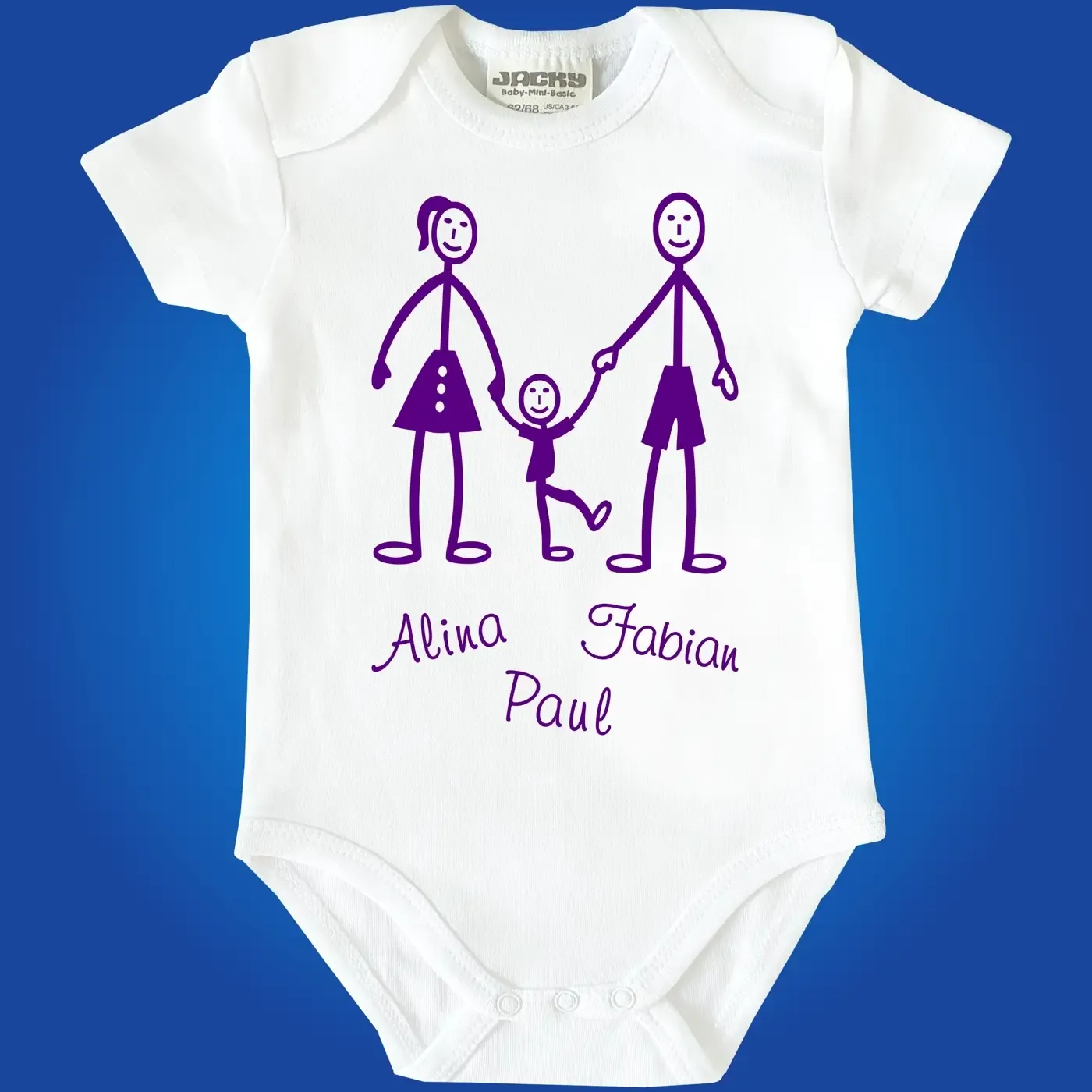 Baby Body mit personalisierter Strichmännchen Familie