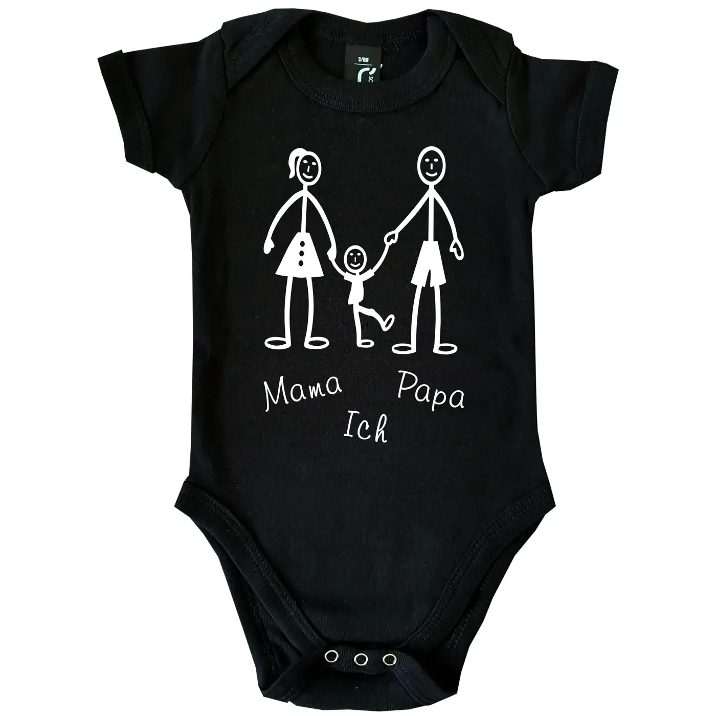 Personalisierter Baby Body mit Strichmännchen Familie