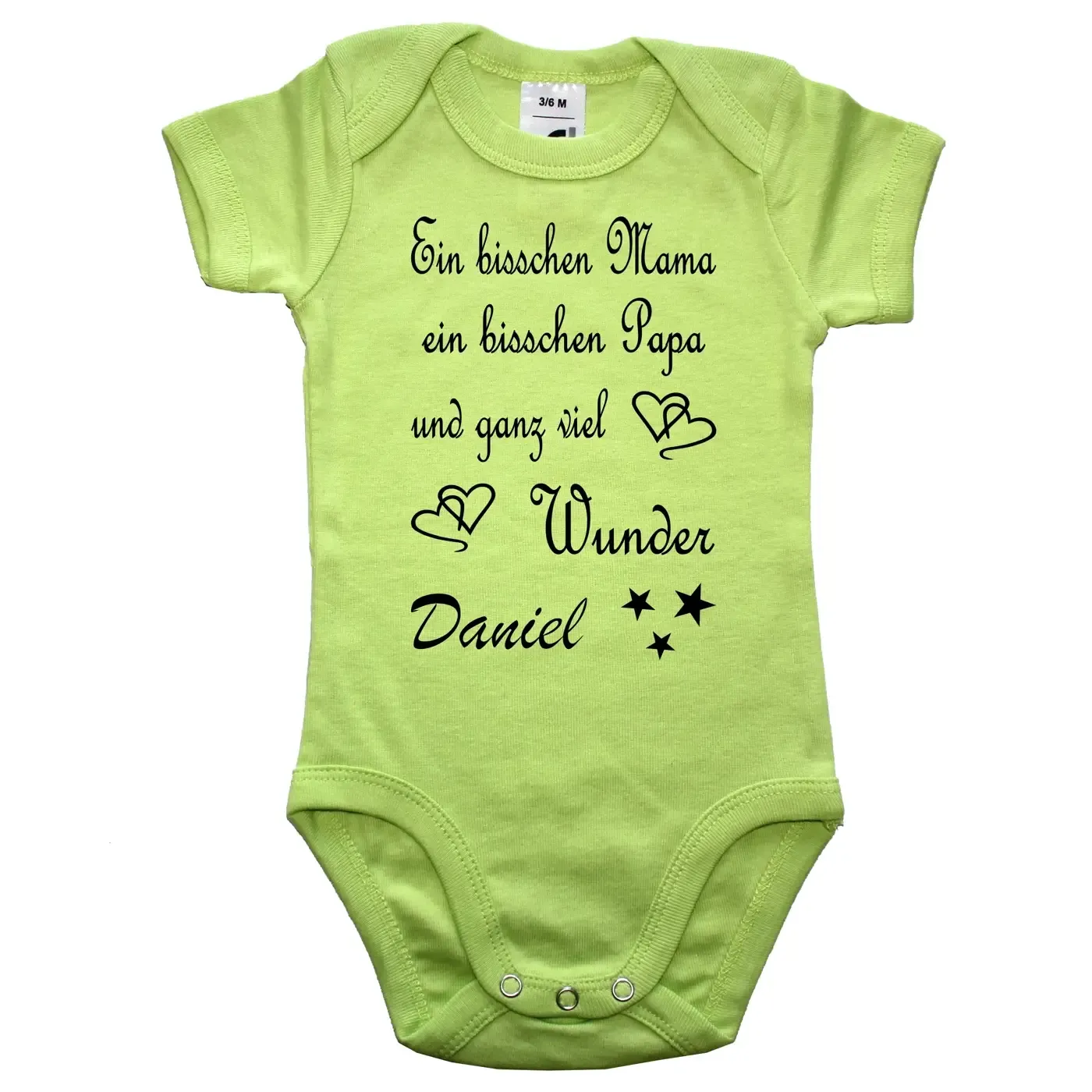 Baby‑Body mit Name und süßem Wunder Spruch