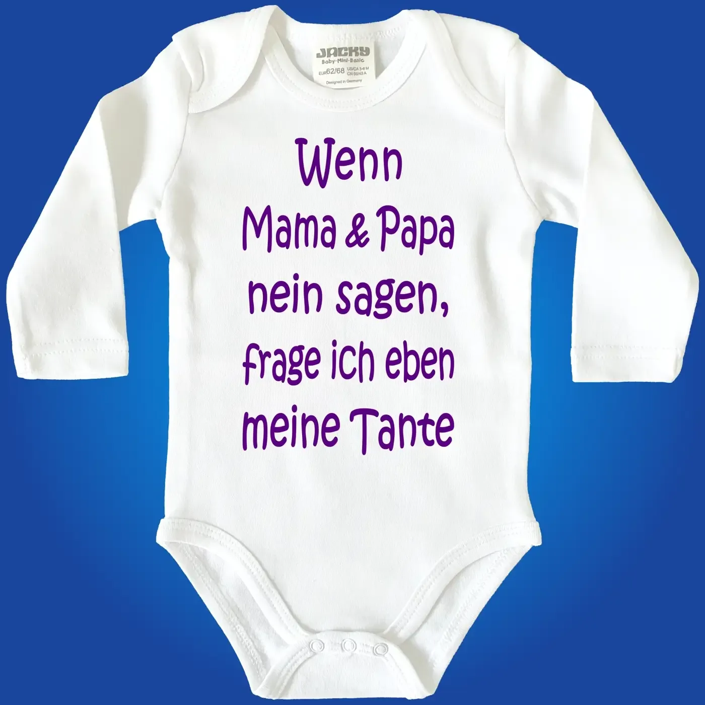 Babybody mit humorvollem Familien‑Spruch