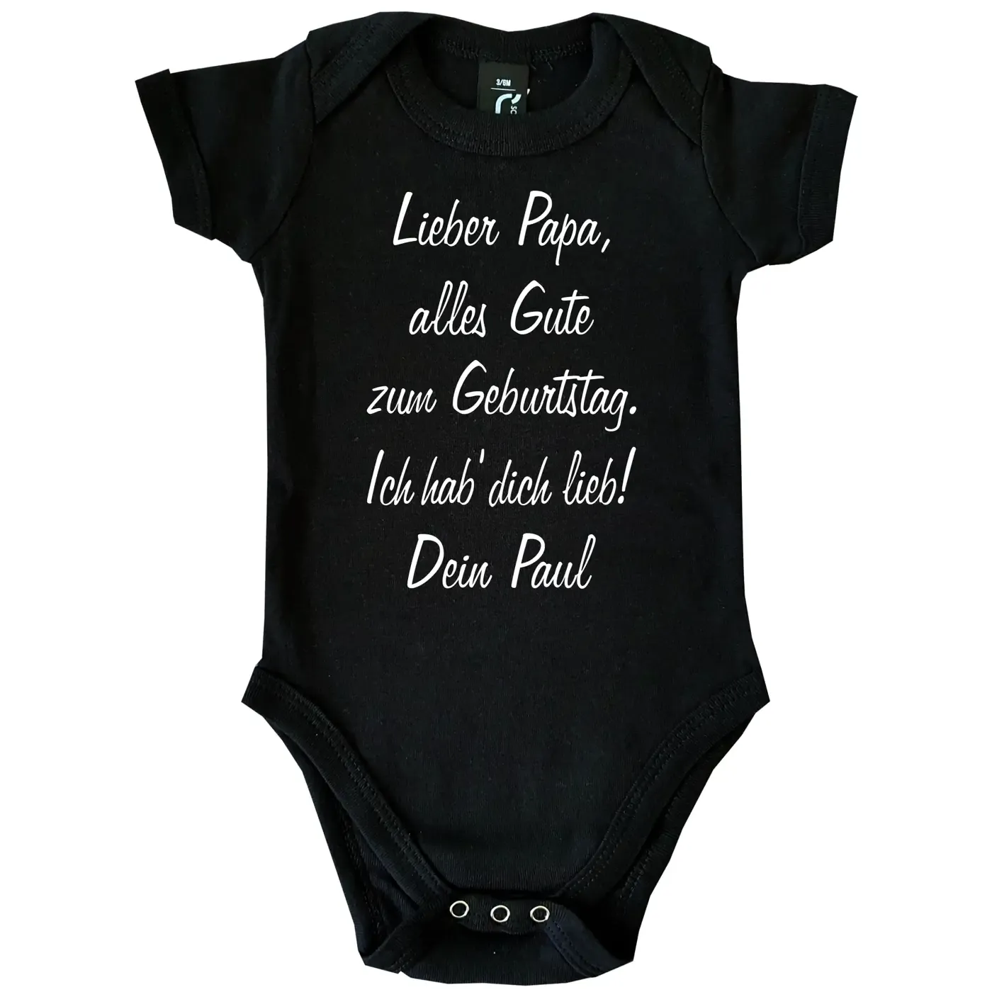 Babybody mit emotionalem Geburtstagsspruch