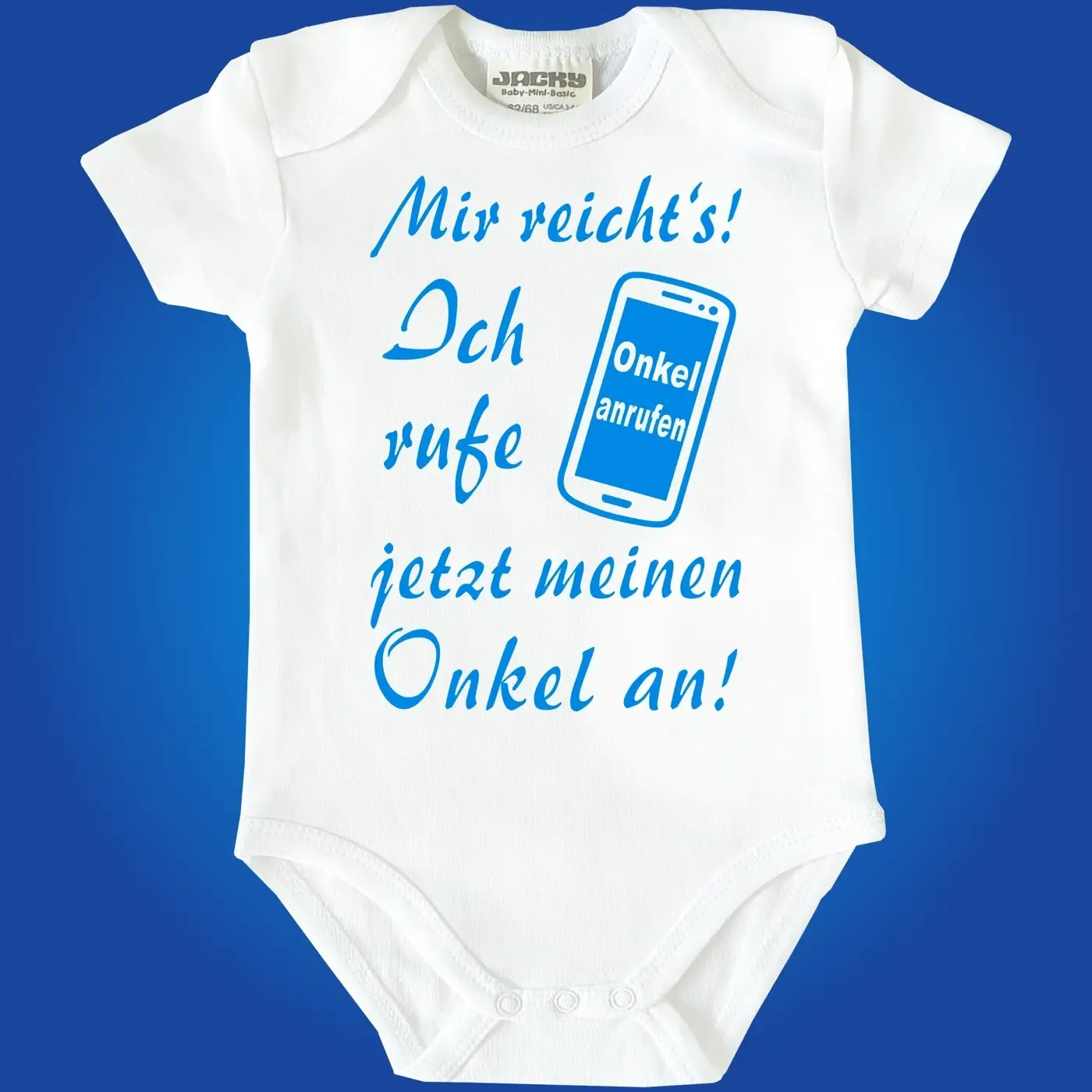 Babybody mit Handy‑Symbol und Familienauswahl
