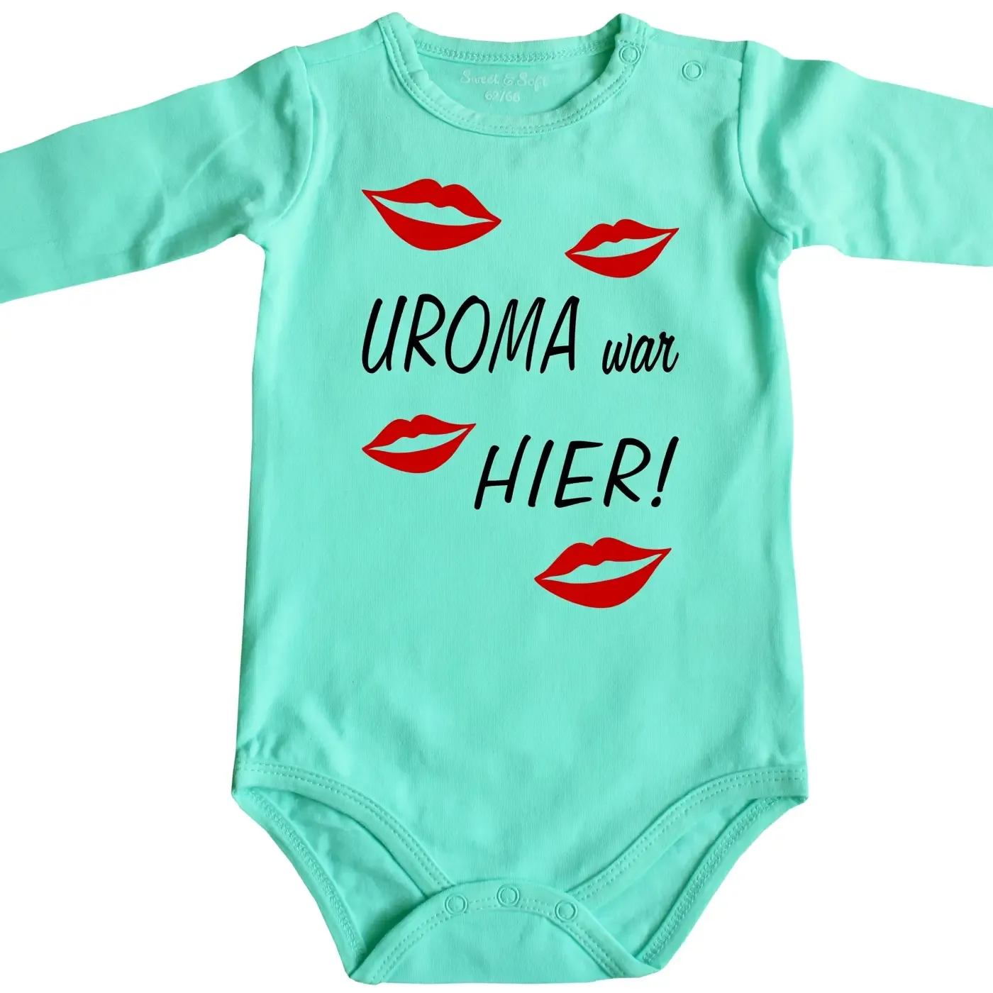 Babybody „Uroma war hier“ mit roten Kussmündern