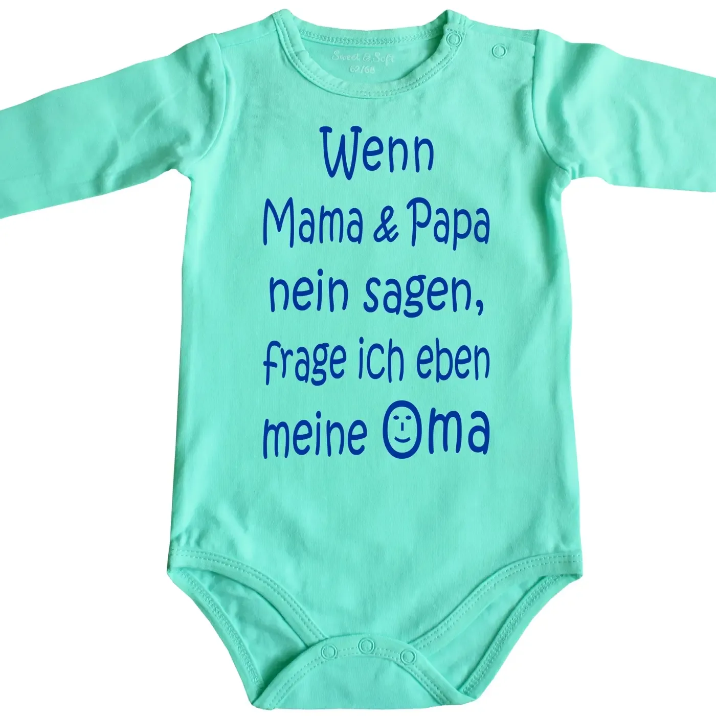 Baby‑Body mit Spruch „Wenn Mama und Papa nein sagen, frage ich Tante“