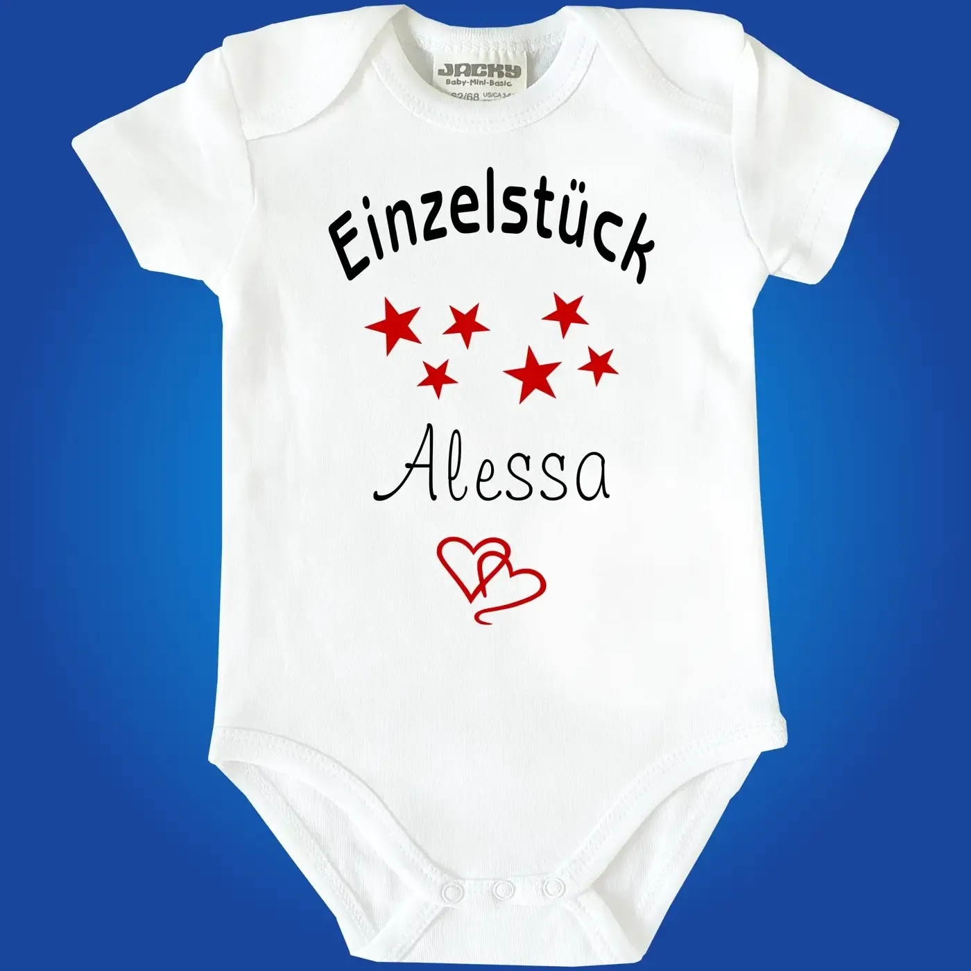 Babybody mit Herzen und Sternen personalisiert