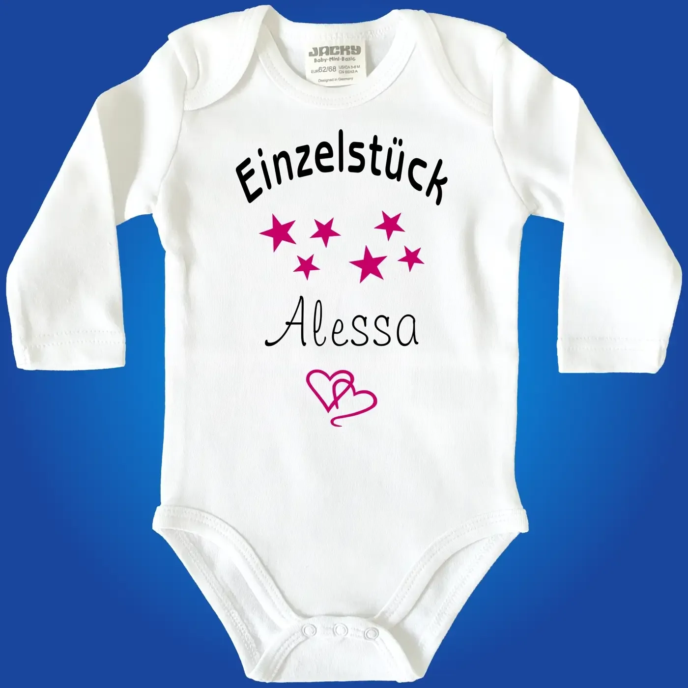 Baby-Body personalisiert mit Name und Sternmotiv