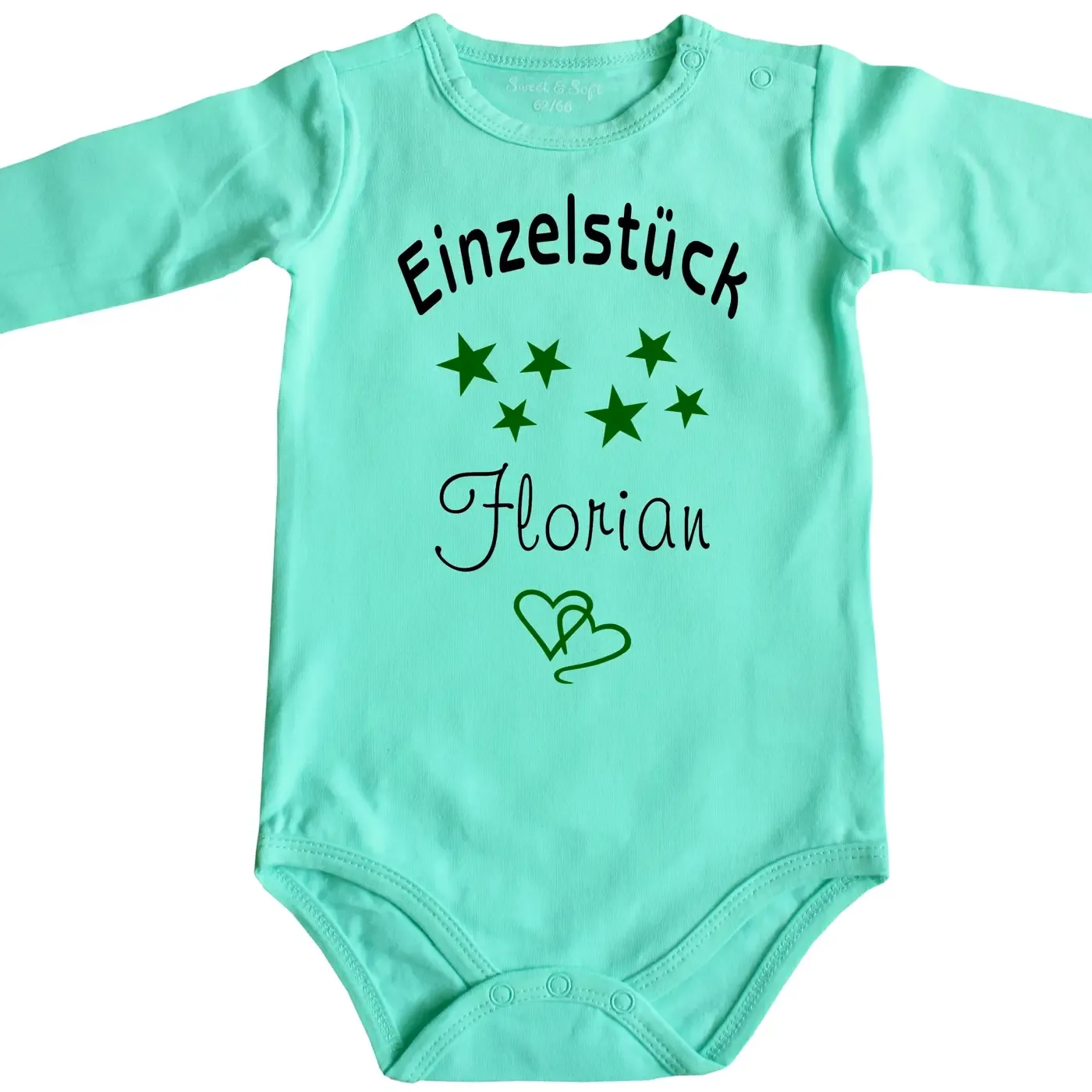 Baby‑Body mit Aufdruck Einzelstück mit Sternen und Herzen