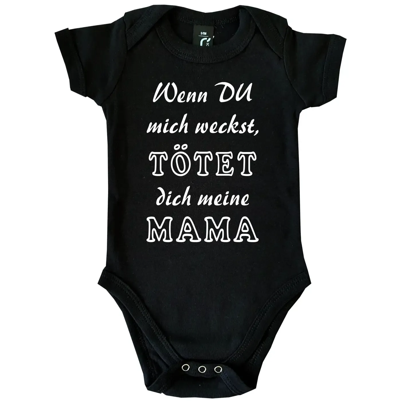 Baby‑Body mit humorvollem Text für müde Eltern