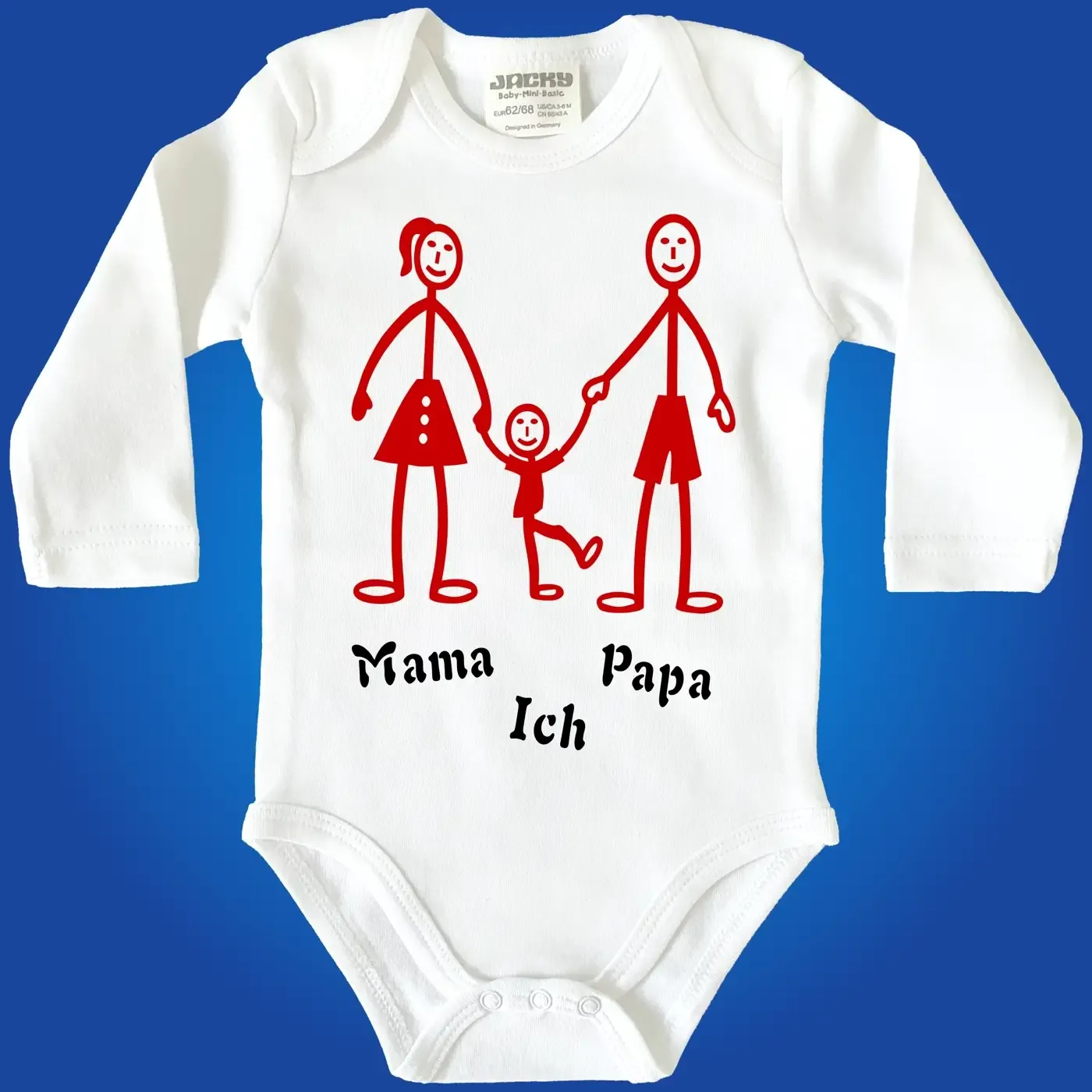 Baby-Body mit Strichmaennchen Familie