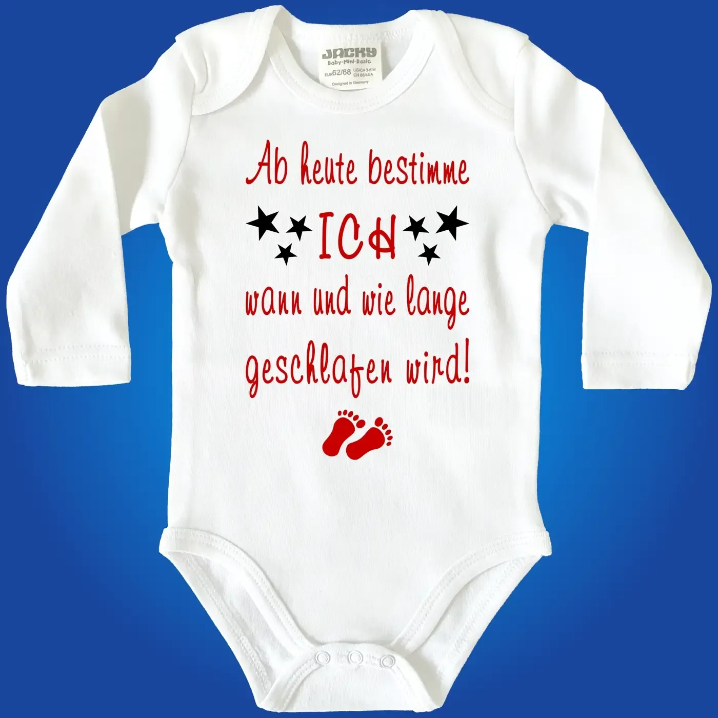 Witziger Babybody mit humorvollem Text für Eltern