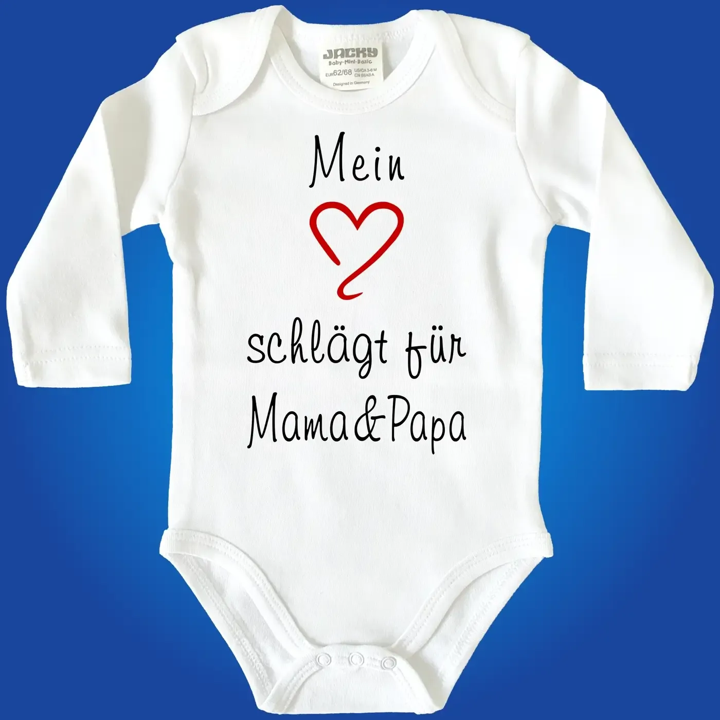Baby‑Body mit Herz Grafik als Geschenk für Familie
