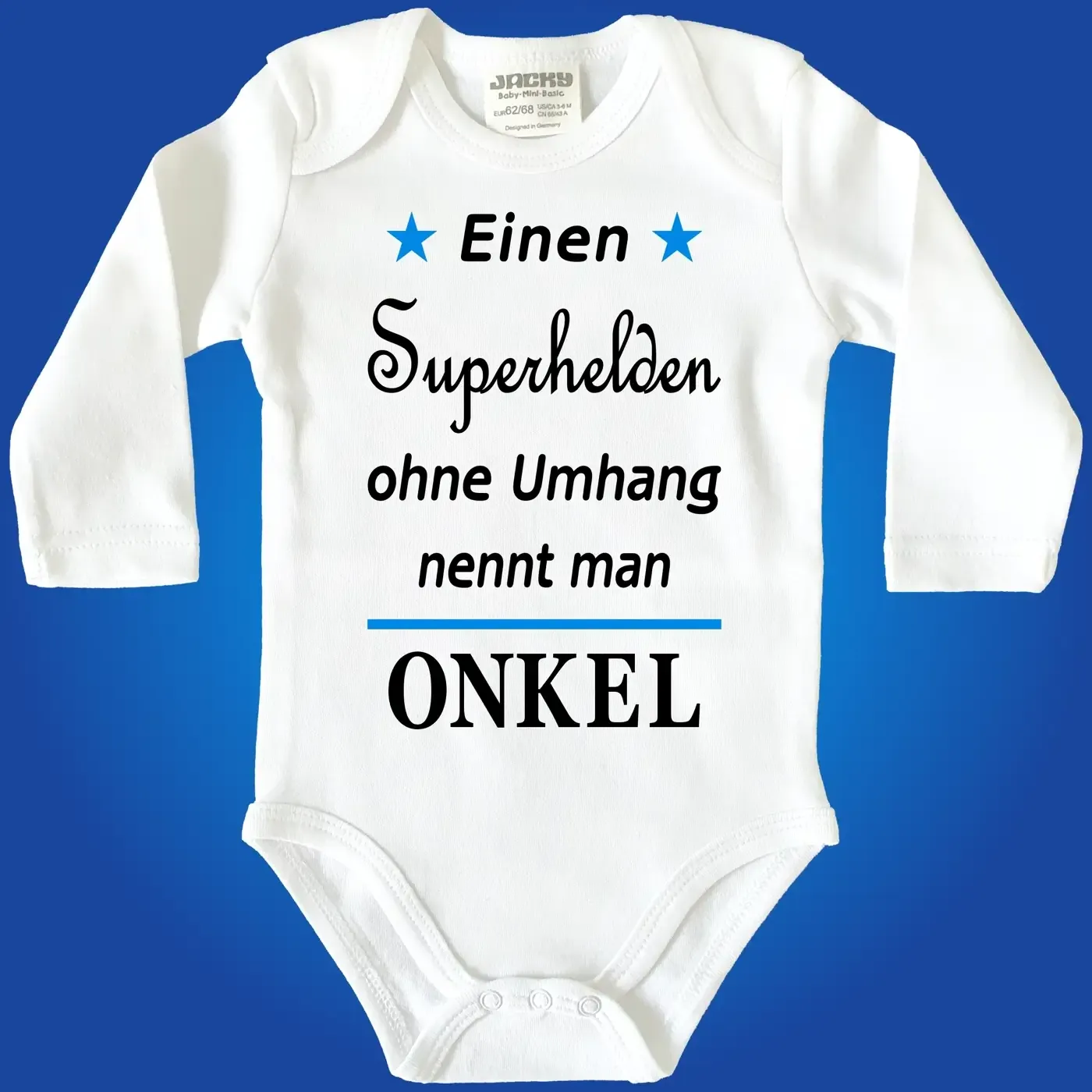 Bedruckter Babybody mit Superheld oder Superheldin Text