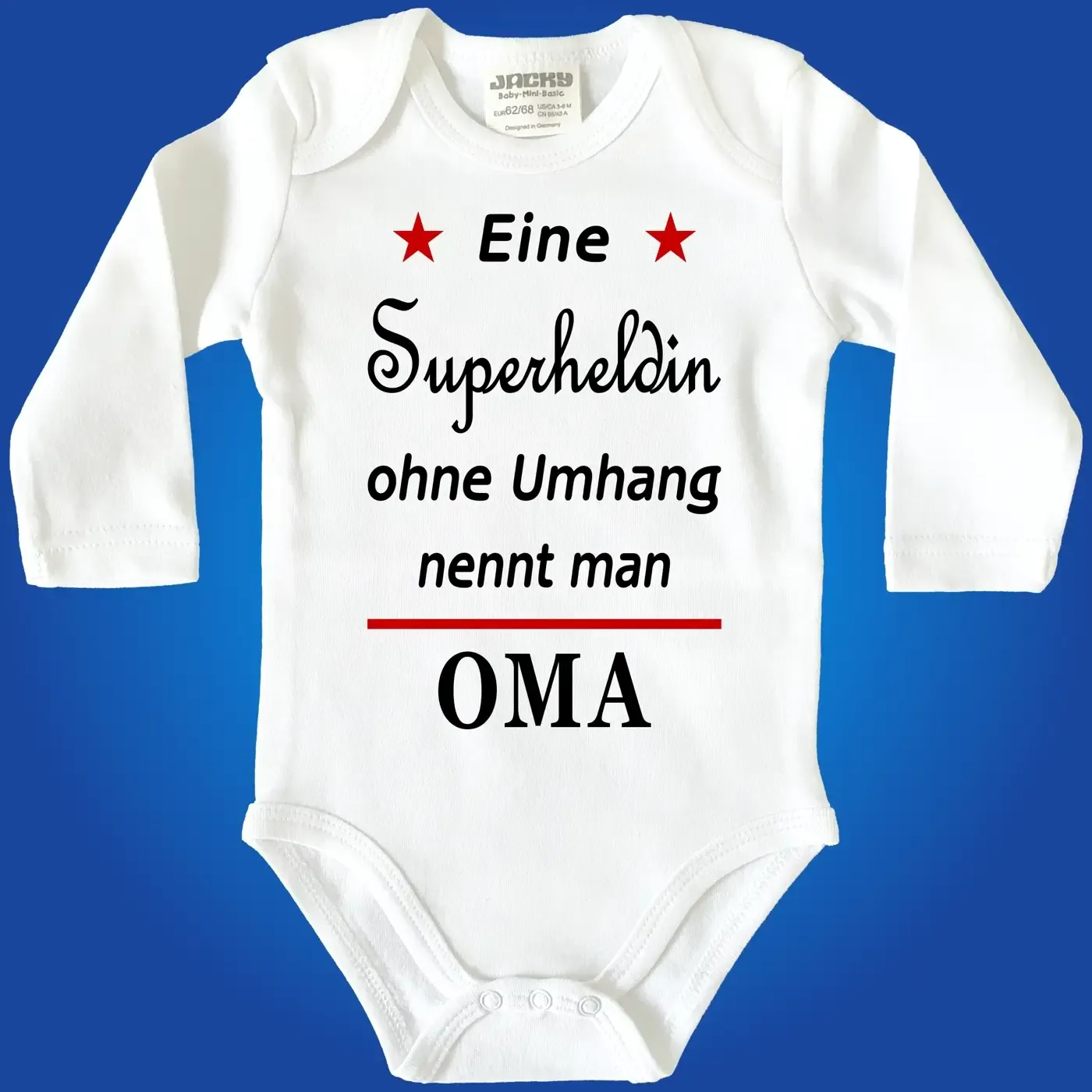 Baby‑Body mit wählbarem Text Mama, Papa, Oma oder Opa