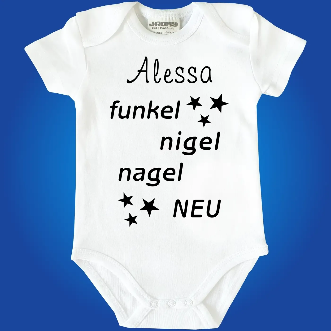 Babybody mit Wunschname zur Babyparty