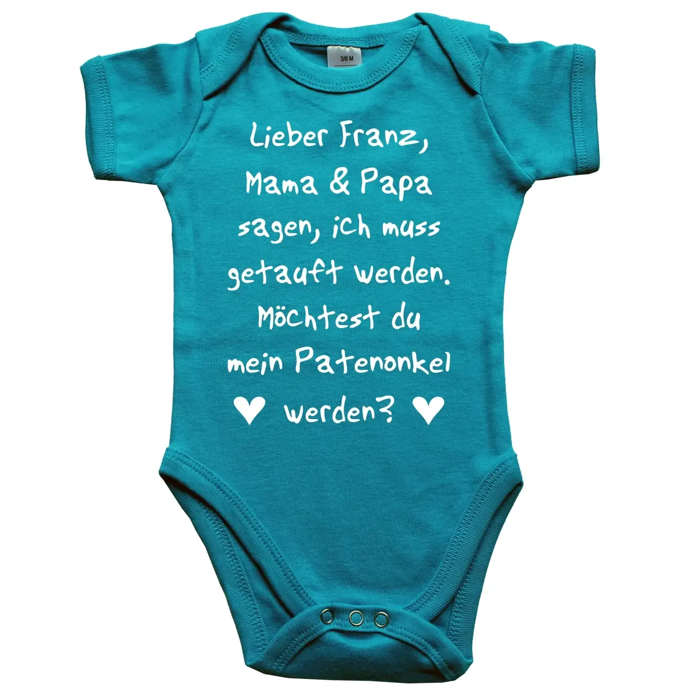 Baby‑Body mit personalisiertem Namen für die Patentante
