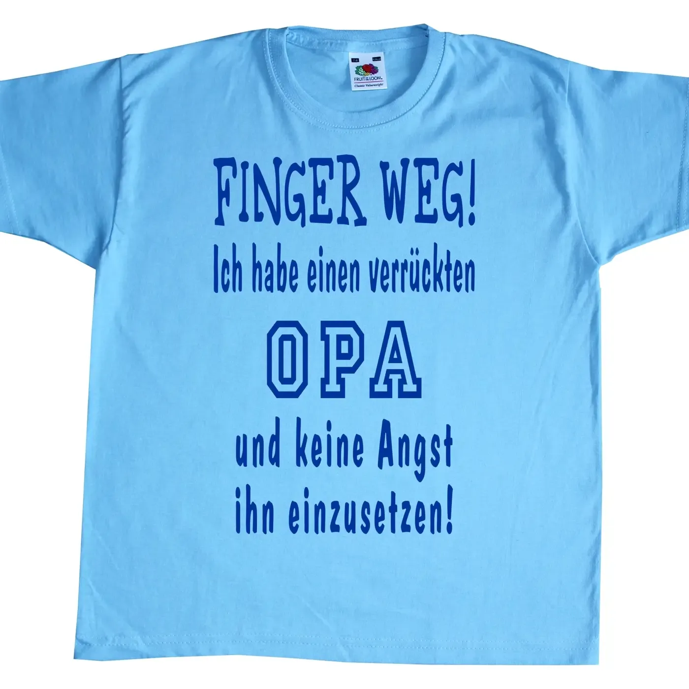 Kinder T-Shirt mit Spruch „Finger weg, ich habe einen verrückten Opa“