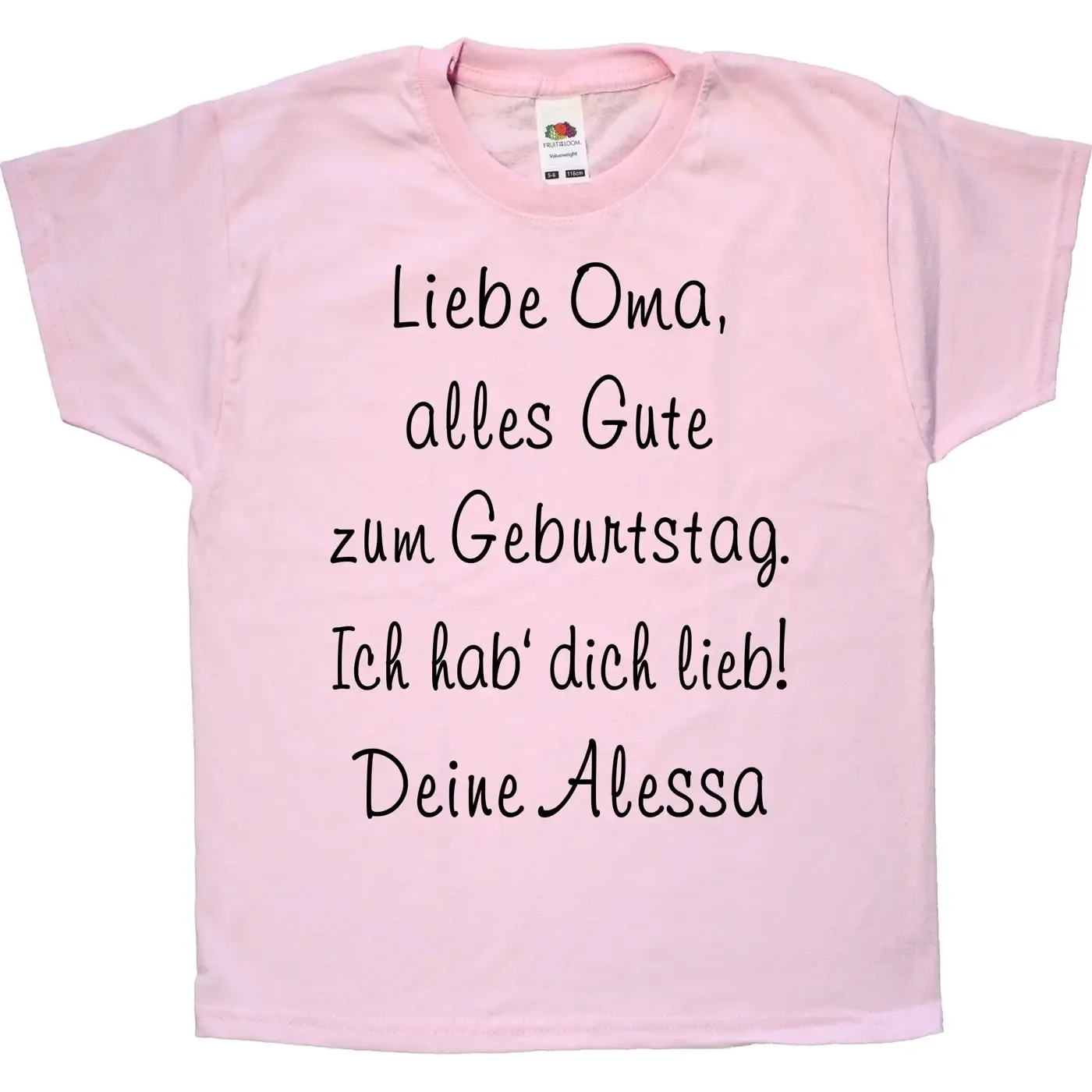 Kinder‑T‑Shirt mit Spruch „Happy Birthday liebe Oma“