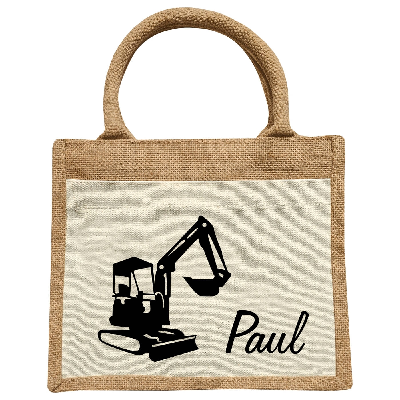 Kindertasche mit Wunschname mit Bagger